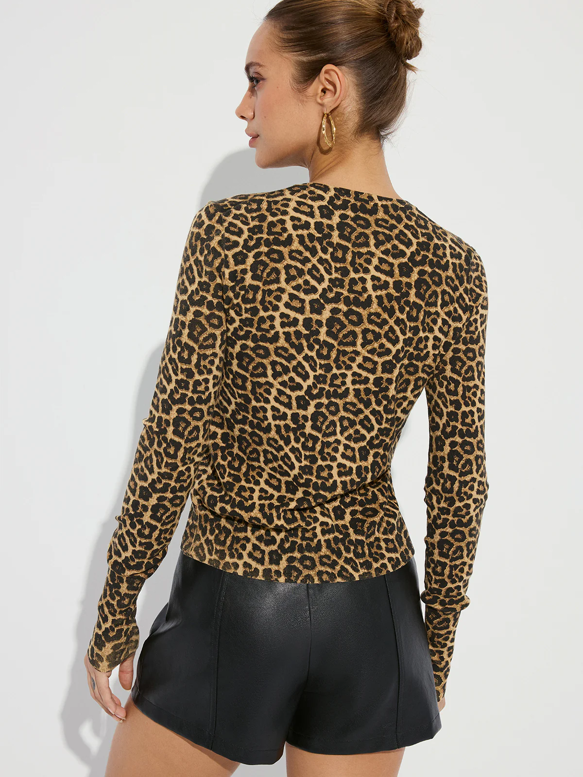 Leopard Print Long Sleeve Knit Cardigan - Image 6