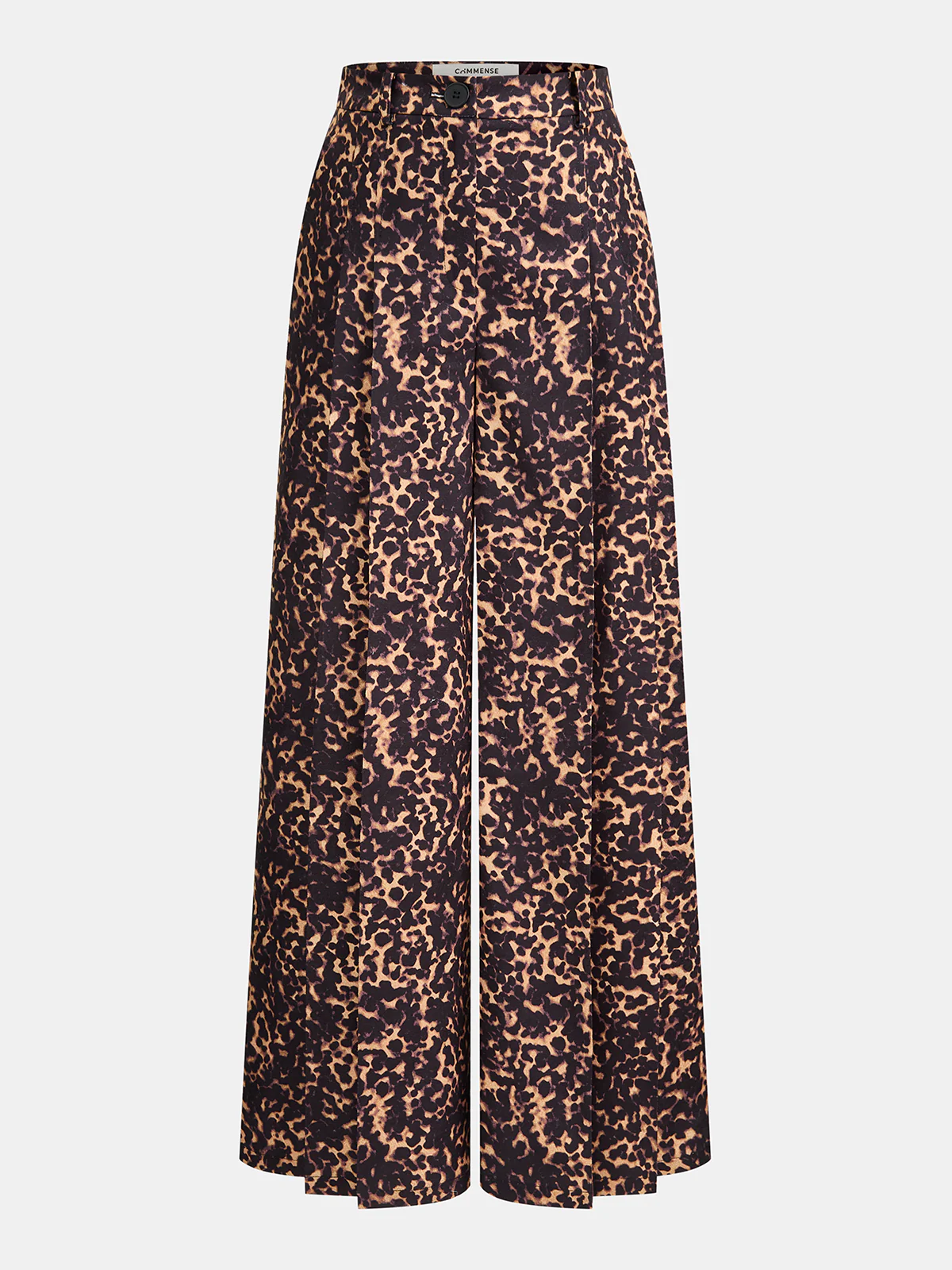 Leopard Print Pleated Wide-Leg Pants