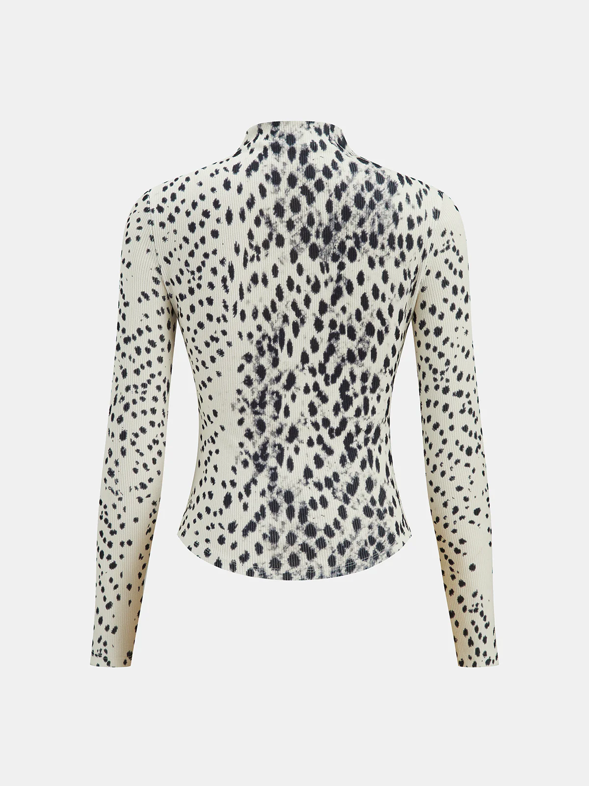Leopard Print Ribbed Mock Neck Top - Image 3