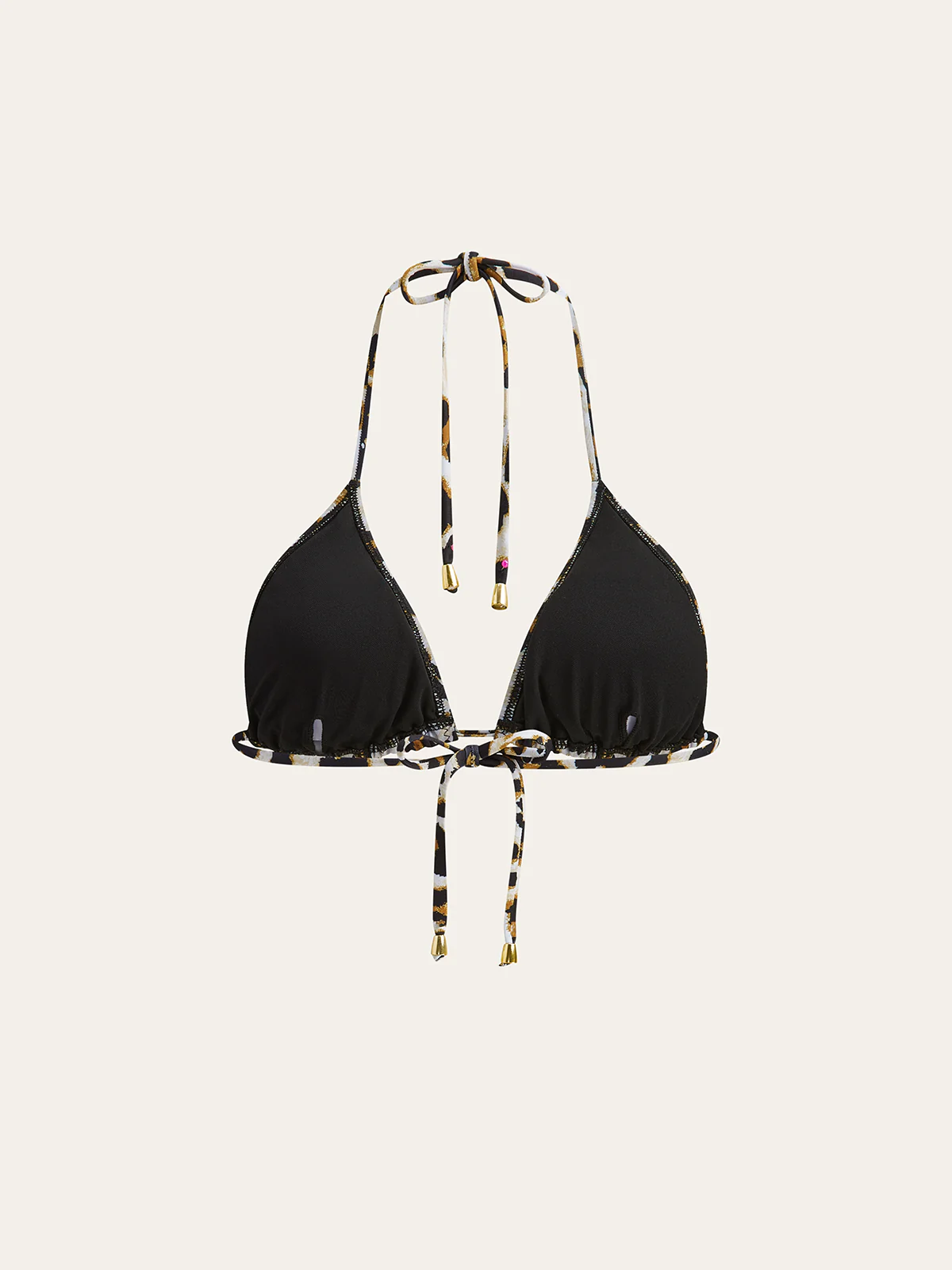 Leopard Print Triangle Bikini Top with Tie-Back - Image 2