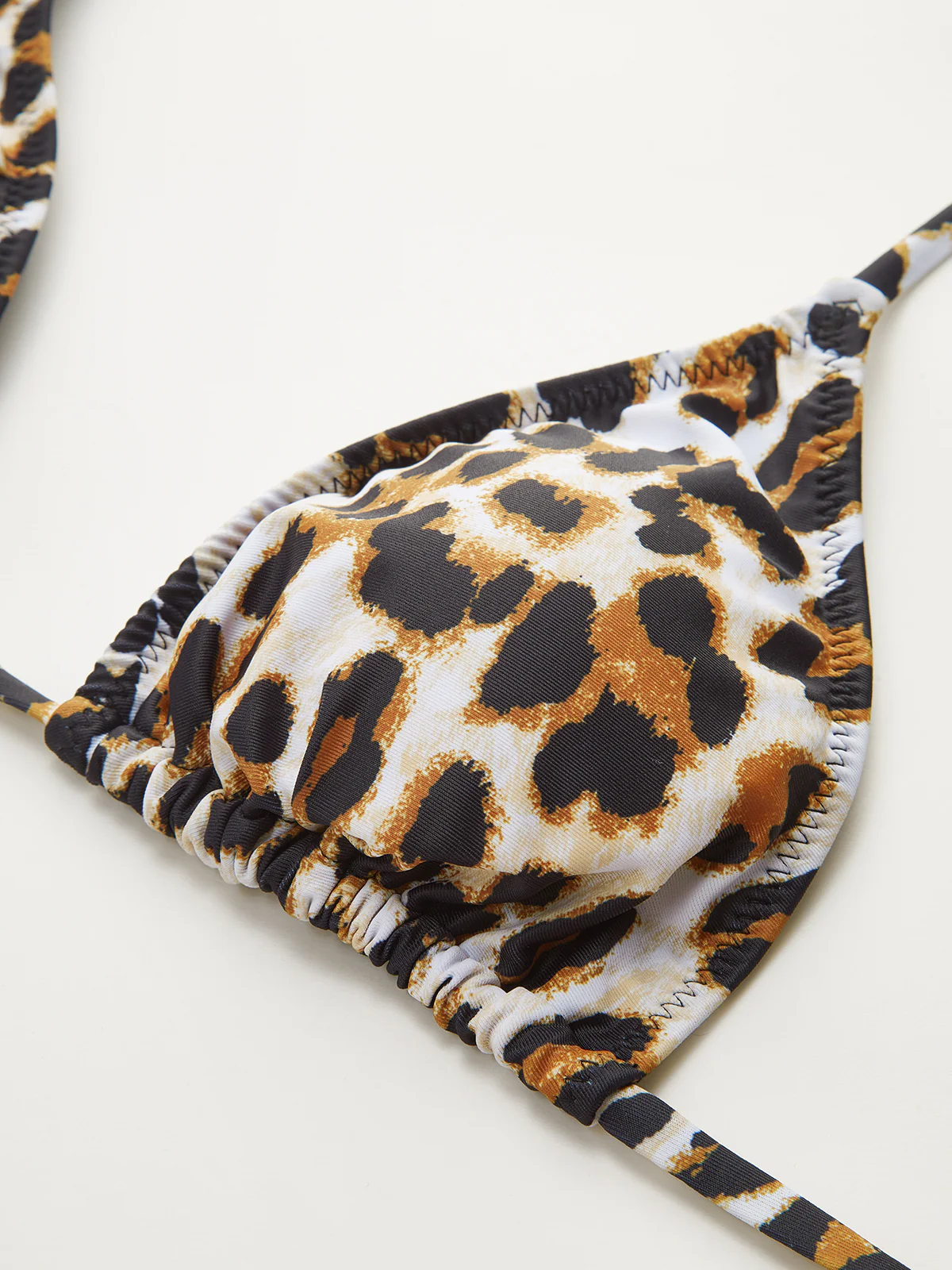 Leopard Print Triangle Bikini Top with Tie-Back - Image 3