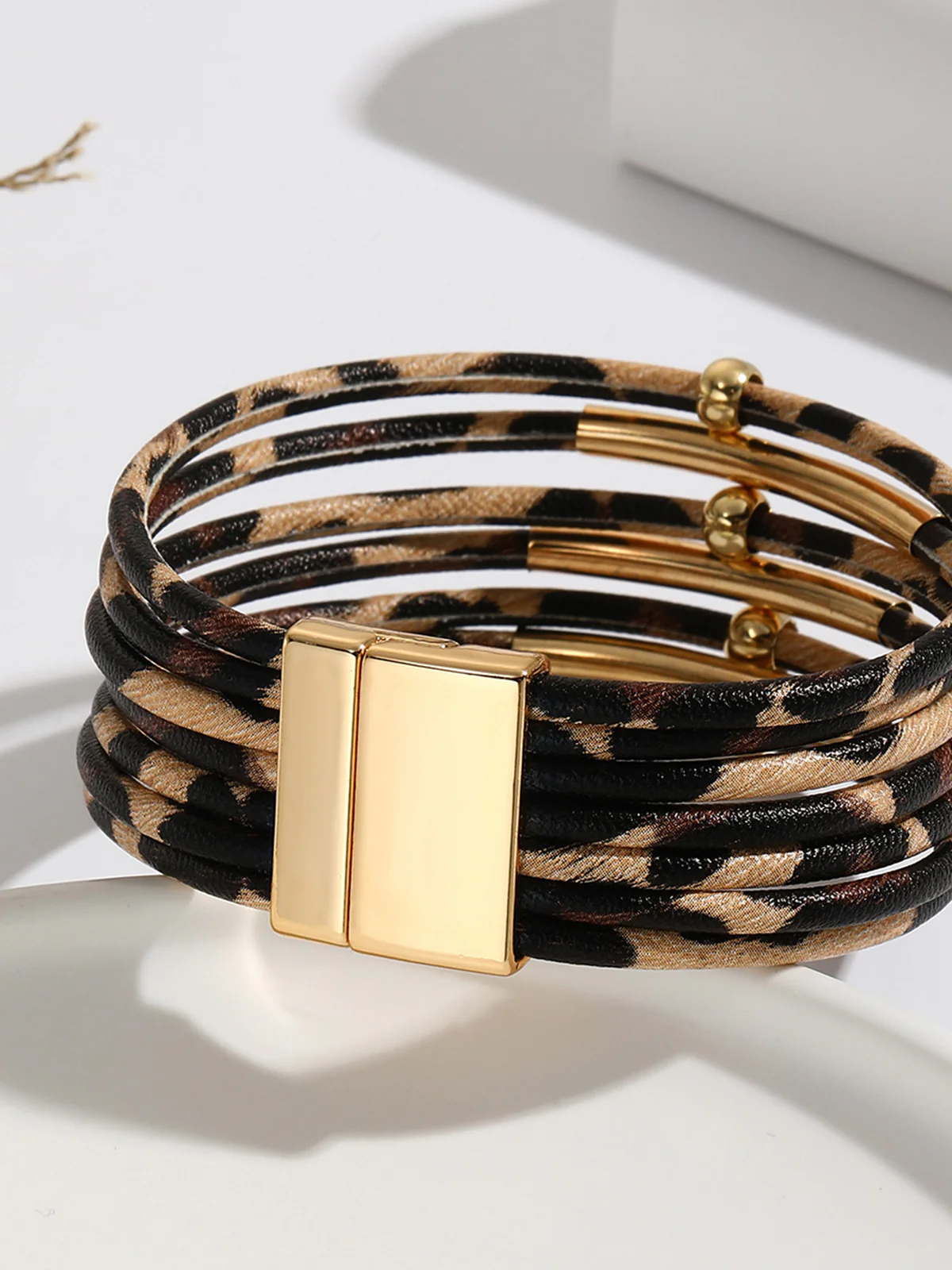 Leopard Printed Magnet Clasp Bracelet - Image 3