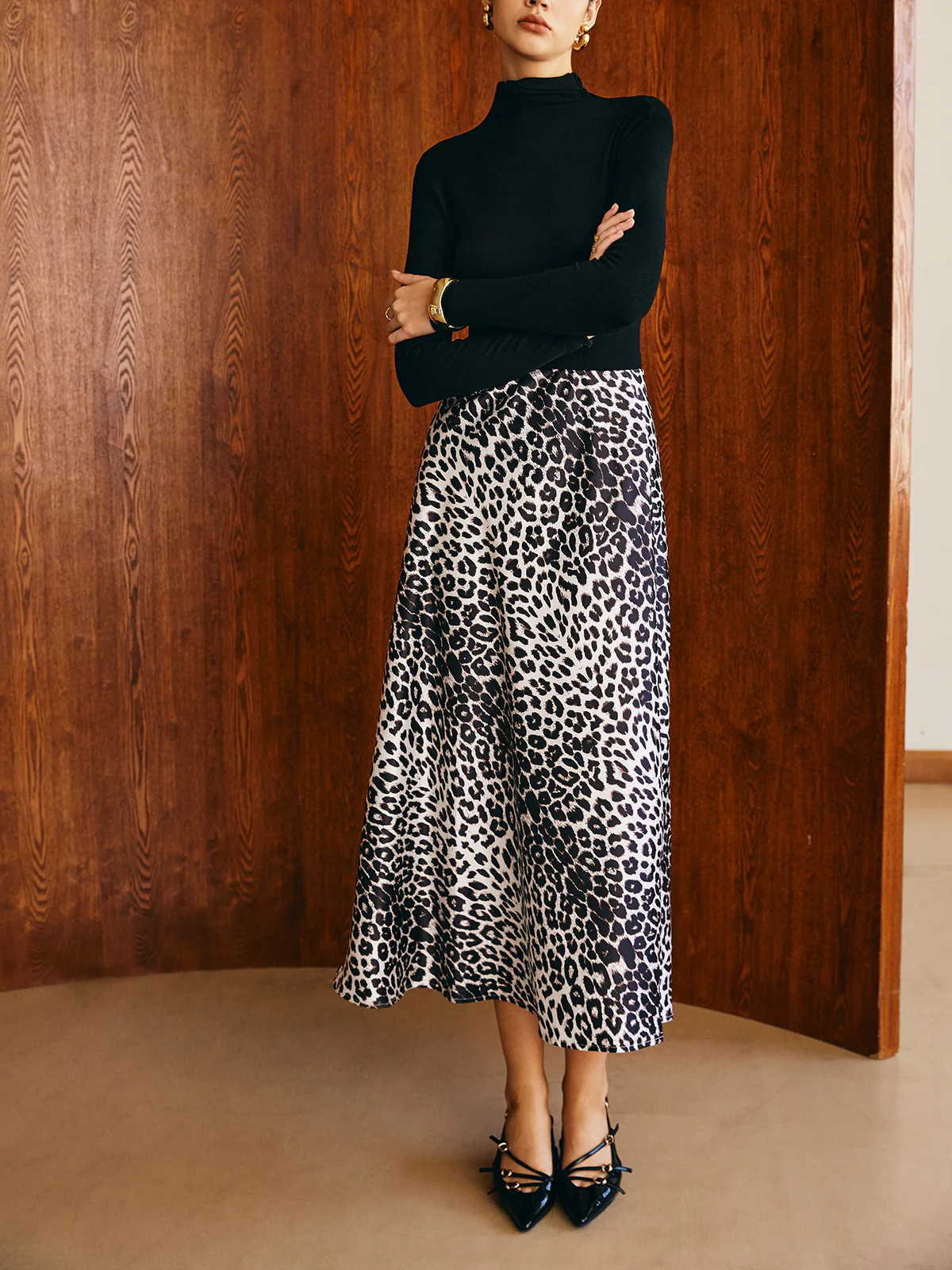 Leopard Printed Midi Skirt - Image 7