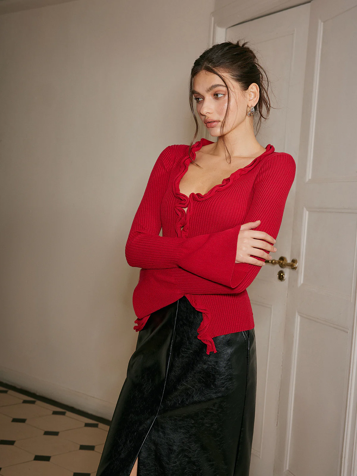 Lettuce Trim Bell Sleeve Slim Sweater - Image 5