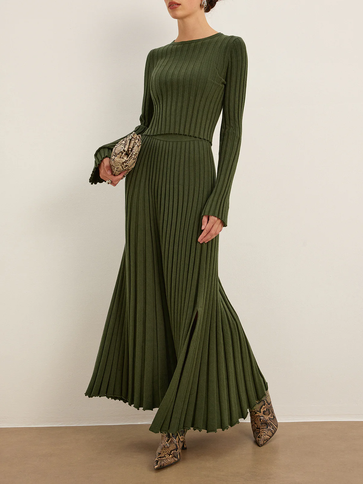 Lettuce Trim Ribbed Crop Sweater - Image 4