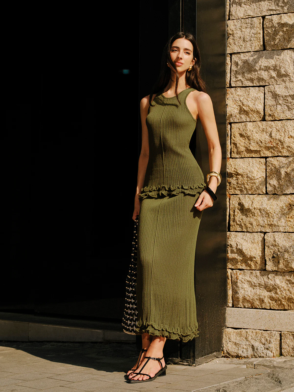 Lettuce Trim Sleeveless Knit Skirt Set - Image 5