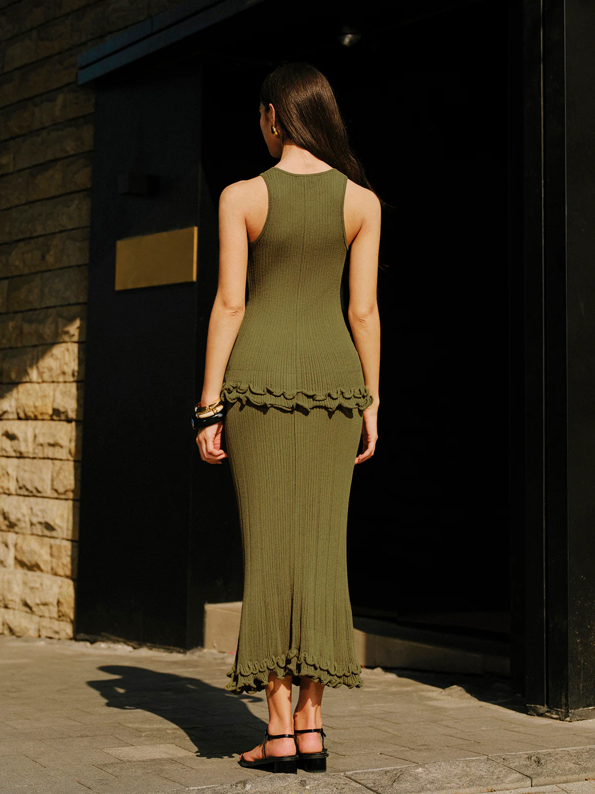 Lettuce Trim Sleeveless Knit Skirt Set - Image 6