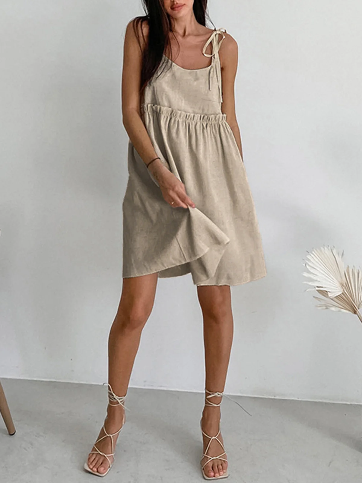 Levanzo Tied Shoulder Short Dress - Image 3