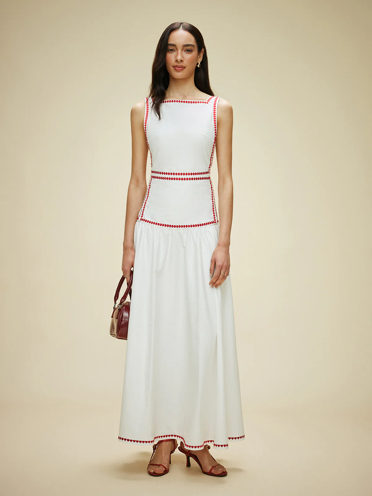 Lightweight Cotton Contrast Trim Dress with Back Tie - Image 7