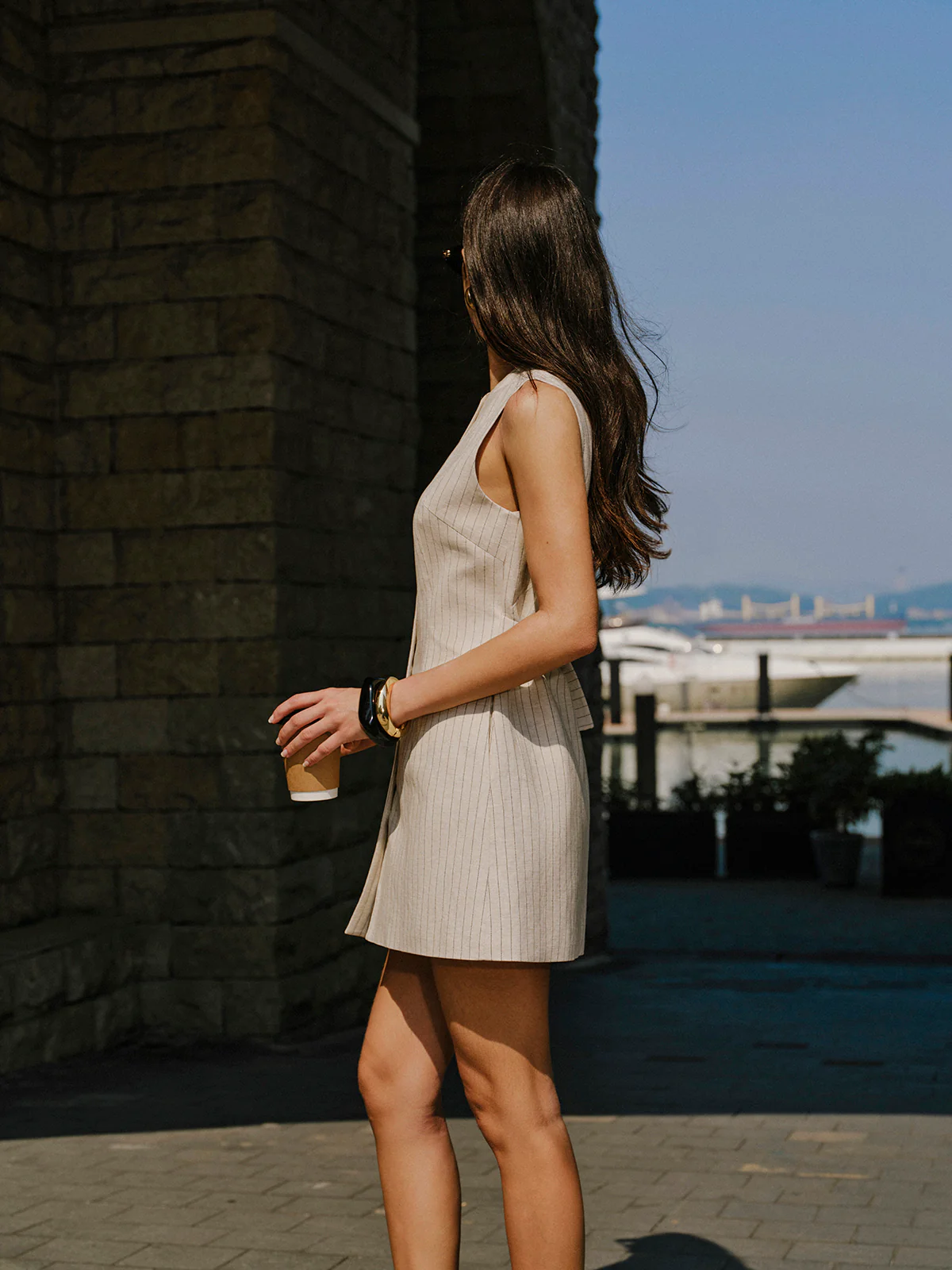 Linen Blend Button-Front Dress With Pockets - Image 3