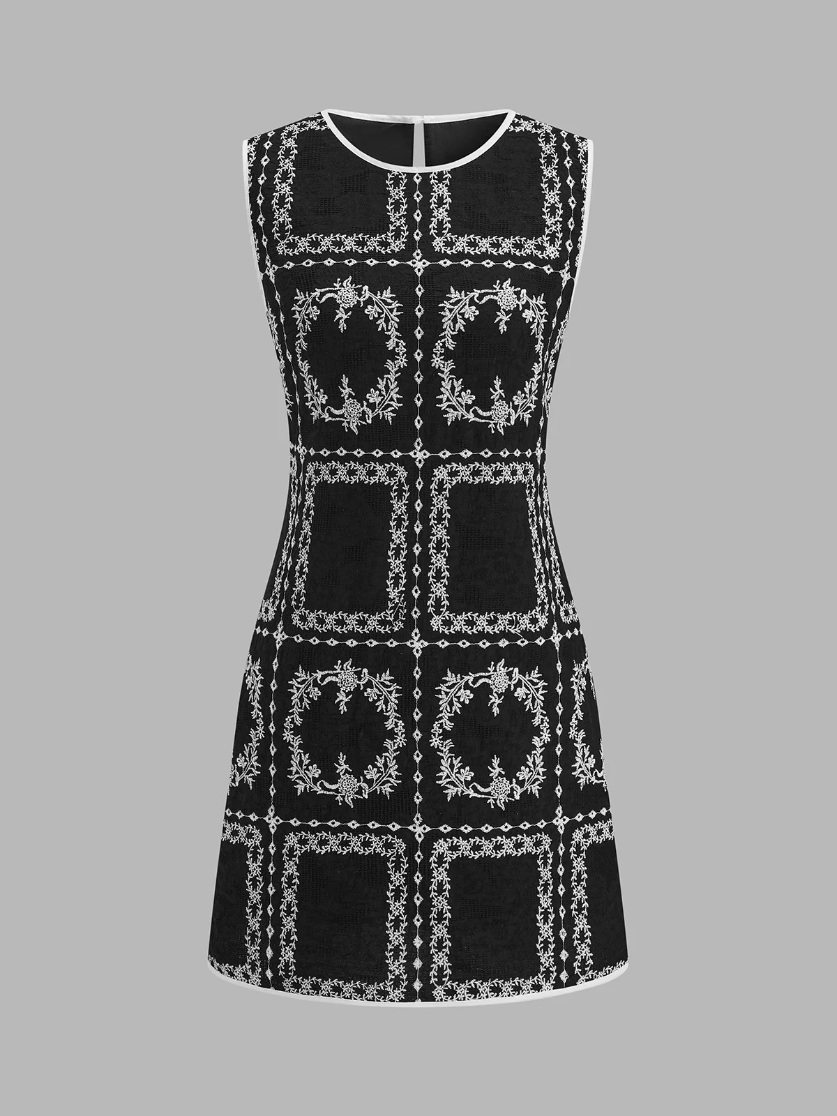 Linen Blend Embroidered Sleeveless Shift Dress - Image 2