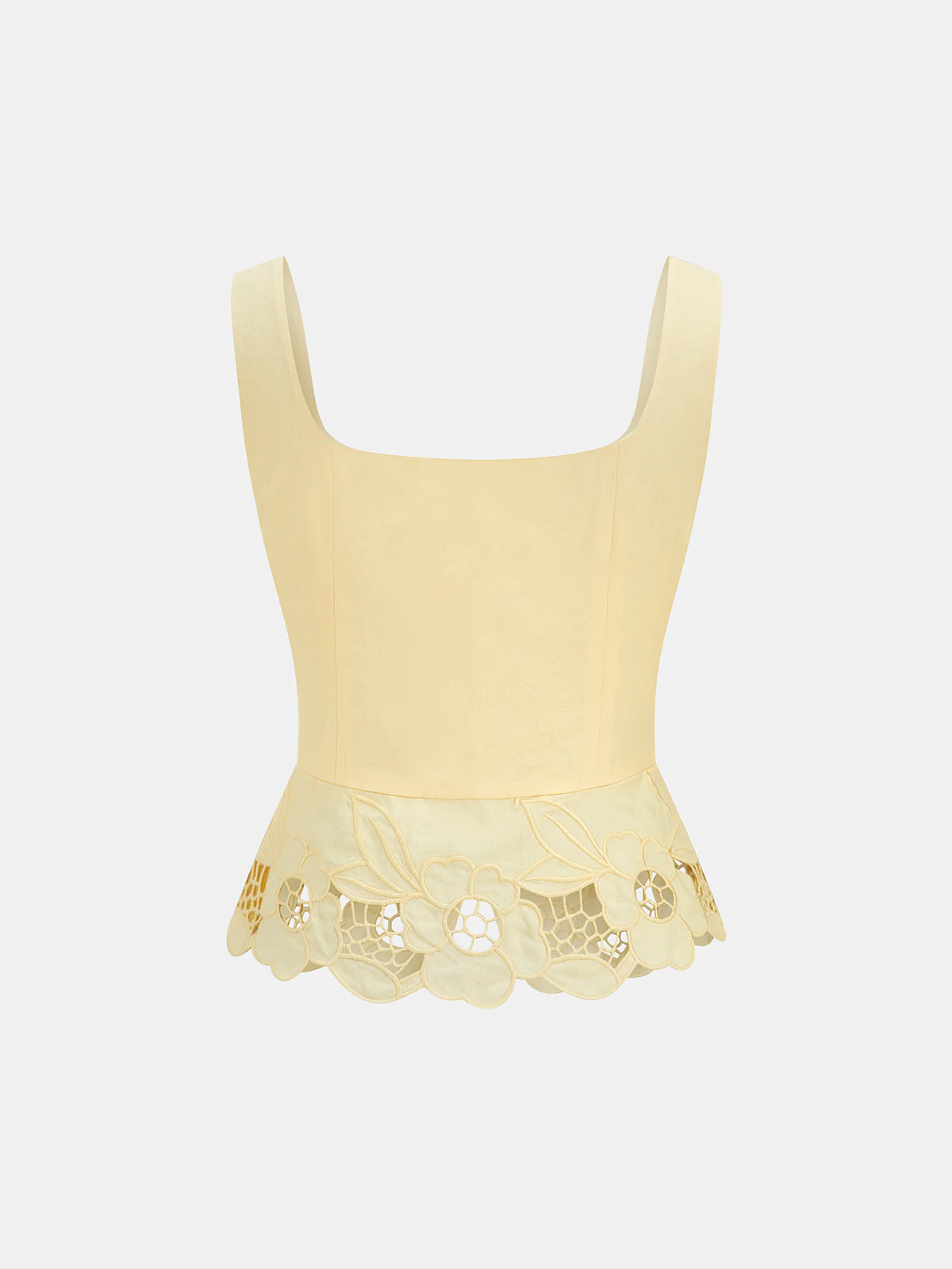 Linen Blend Embroidered Top & Pleated Skirt Set - Image 3