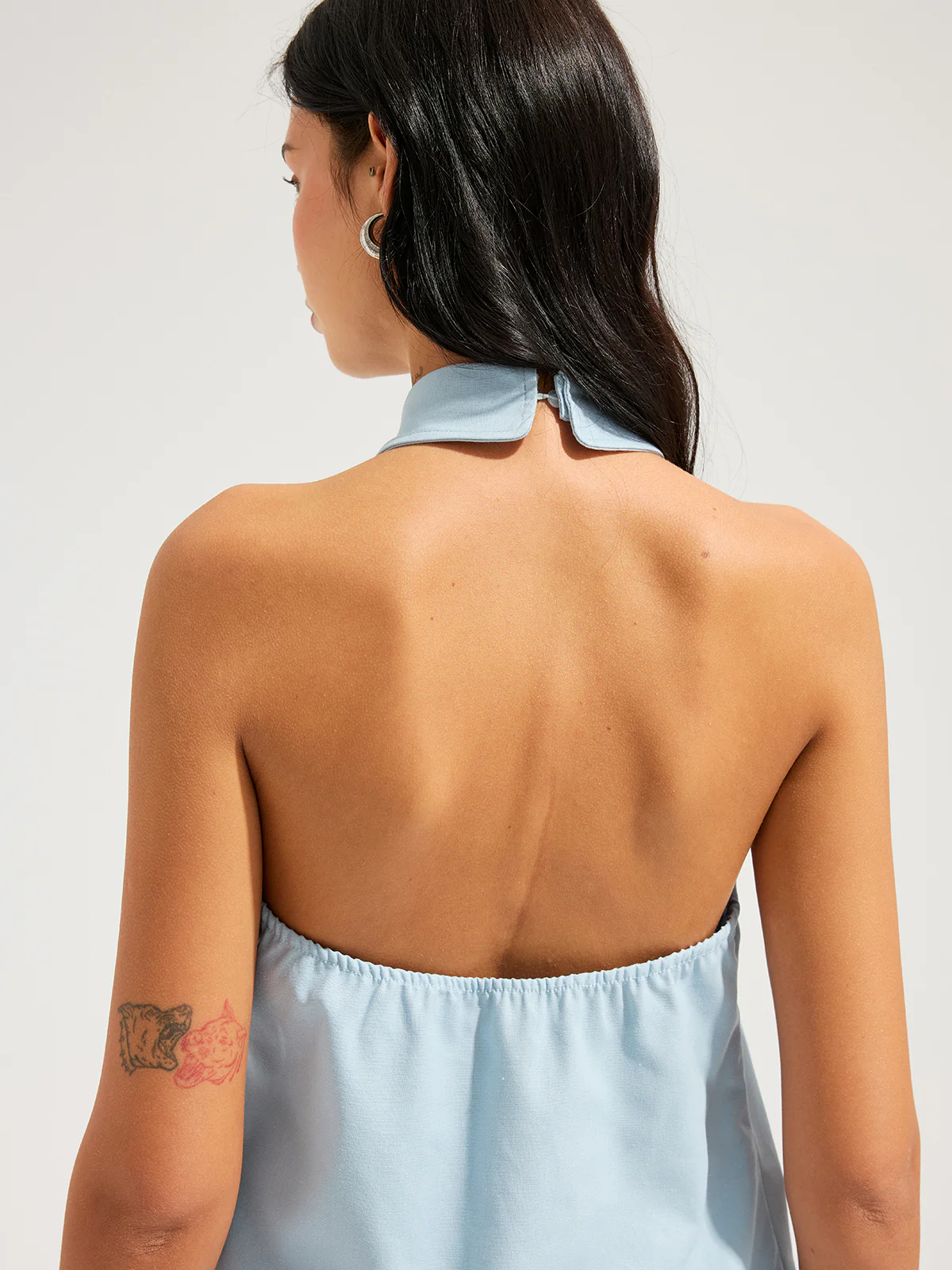 Linen Blend Halter Top & Belted Shorts Set - Image 5