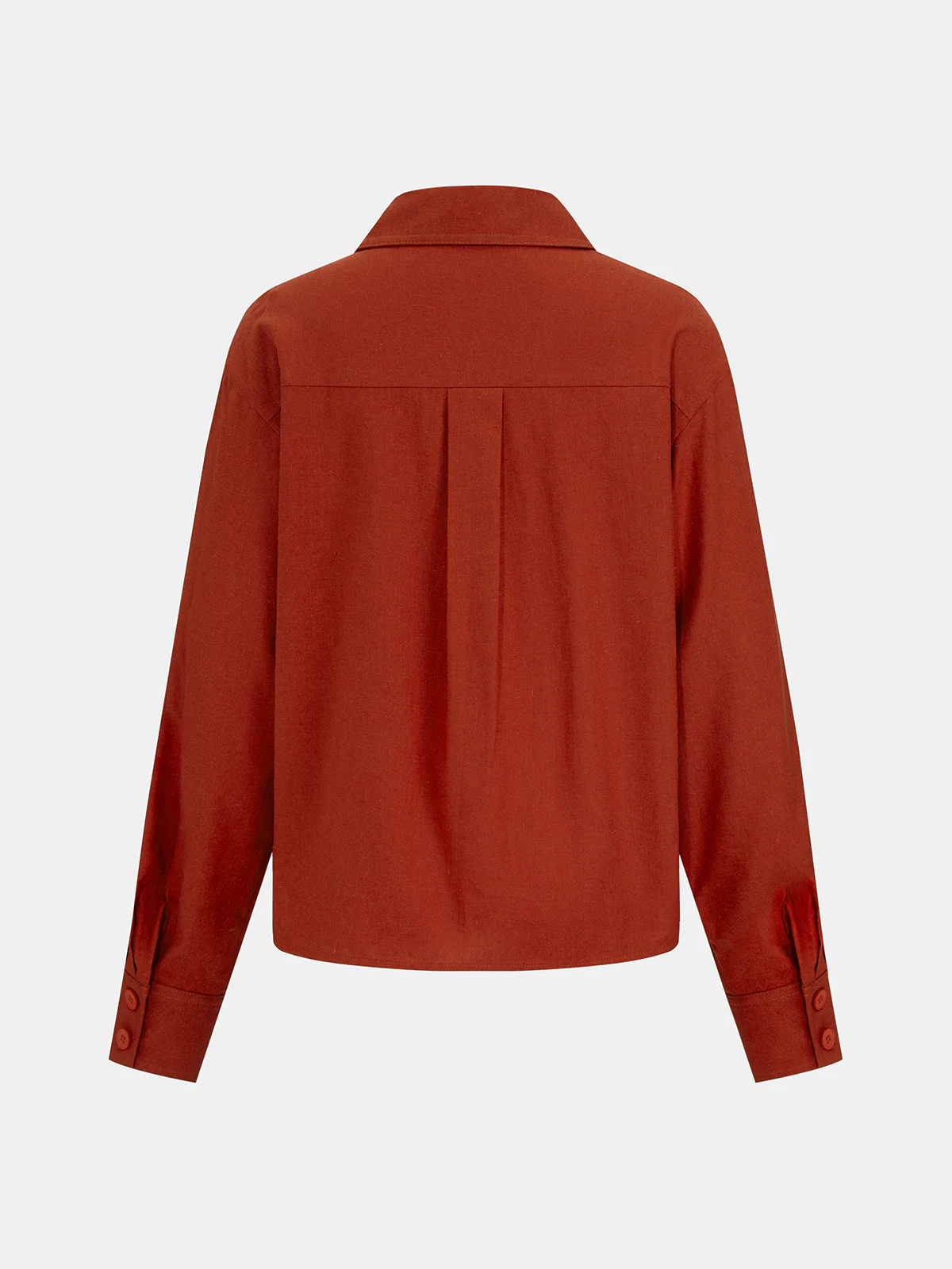 Linen-Blend Knot-Front Shirt & Mini Skirt Set - Image 5