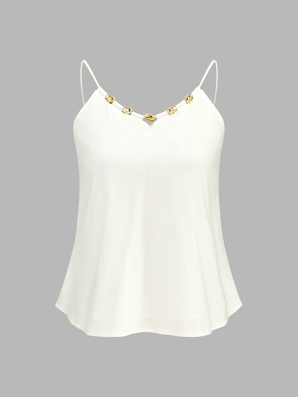 Linen Blend Metal Detail Cami Top & Shorts Set - Image 3