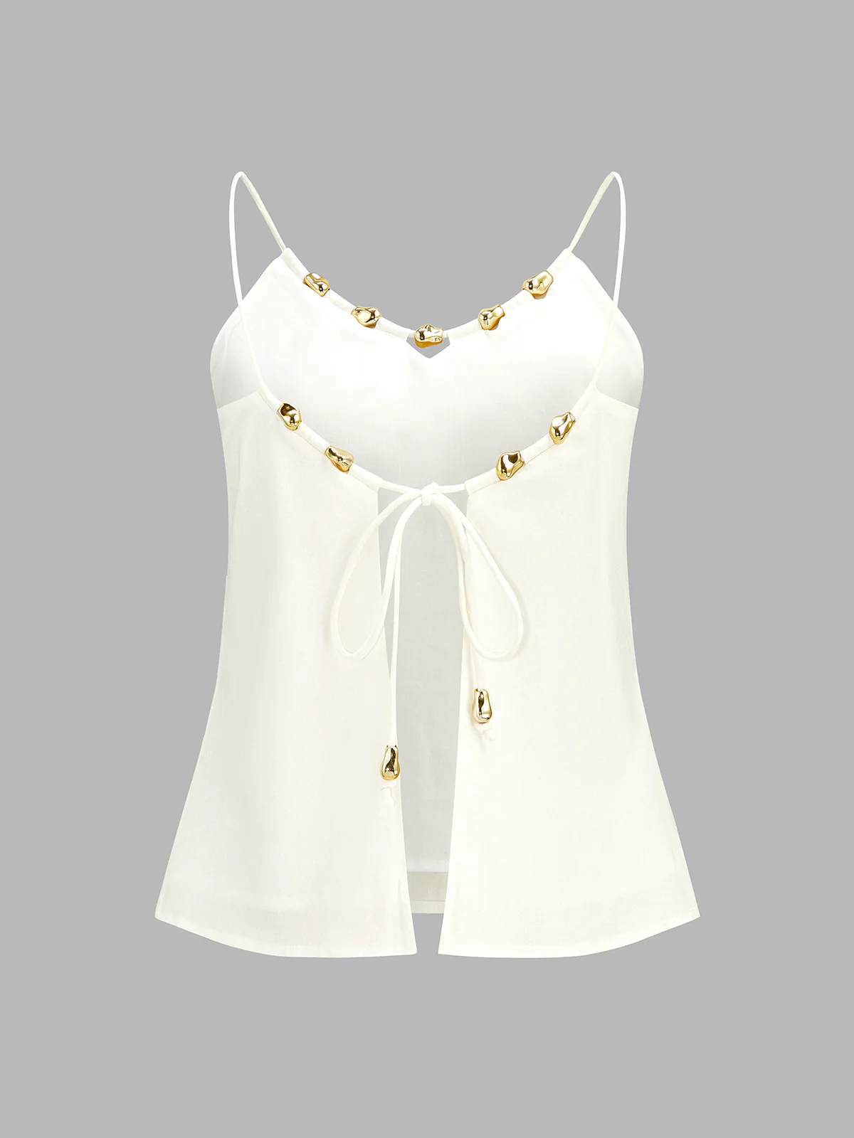 Linen Blend Metal Detail Cami Top & Shorts Set - Image 4