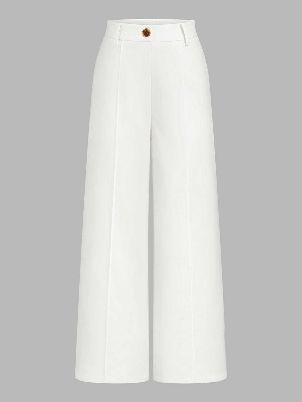 Linen Blend Mid-Waist Wide Leg Pants