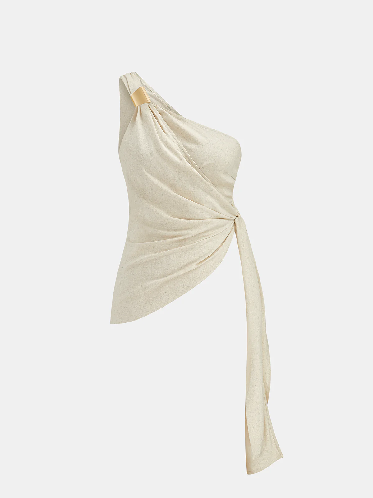 Linen Blend One Shoulder Top & Pants Set - Image 2