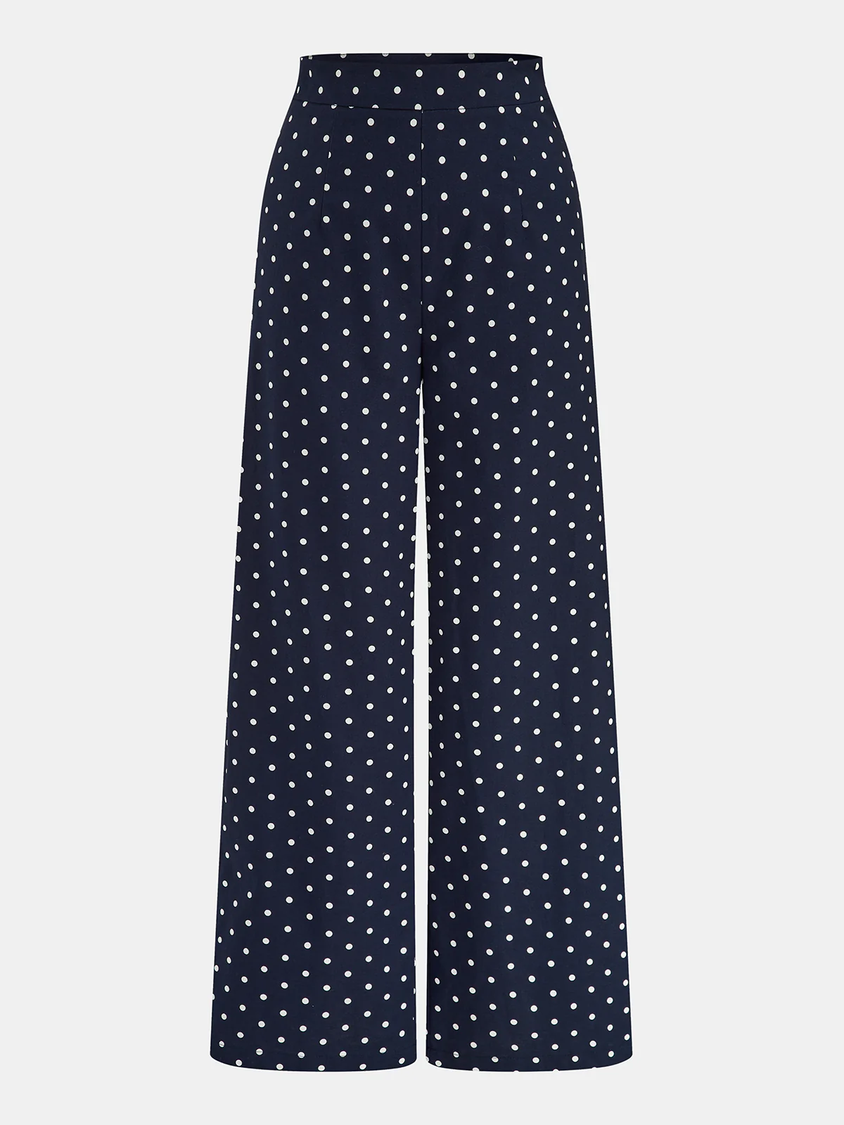 Linen Blend Polka Dot Peplum Top & Pants Set - Image 4