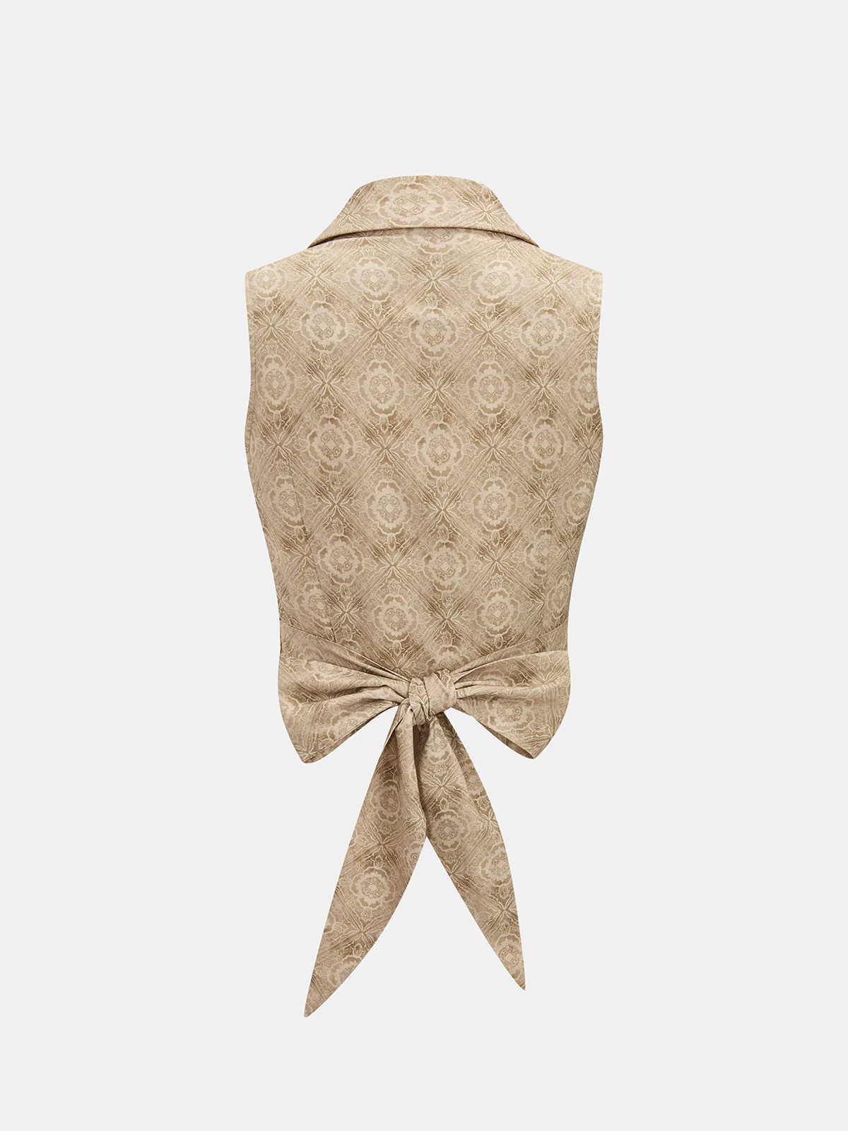Linen Blend Printed Vest & Midi Skirt Set - Image 3