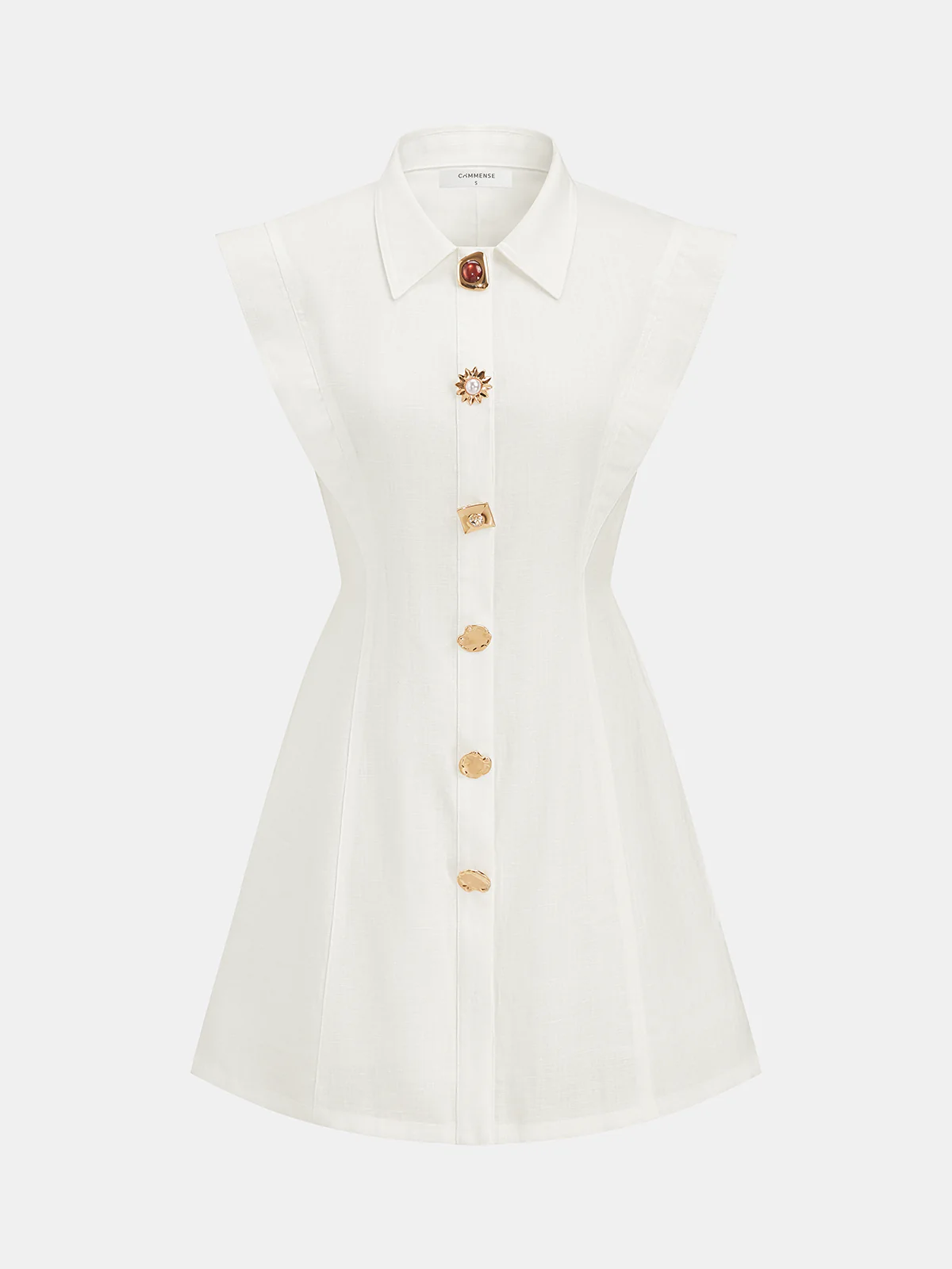 Linen Blend Sleeveless Mini Shirt Dress - Image 2