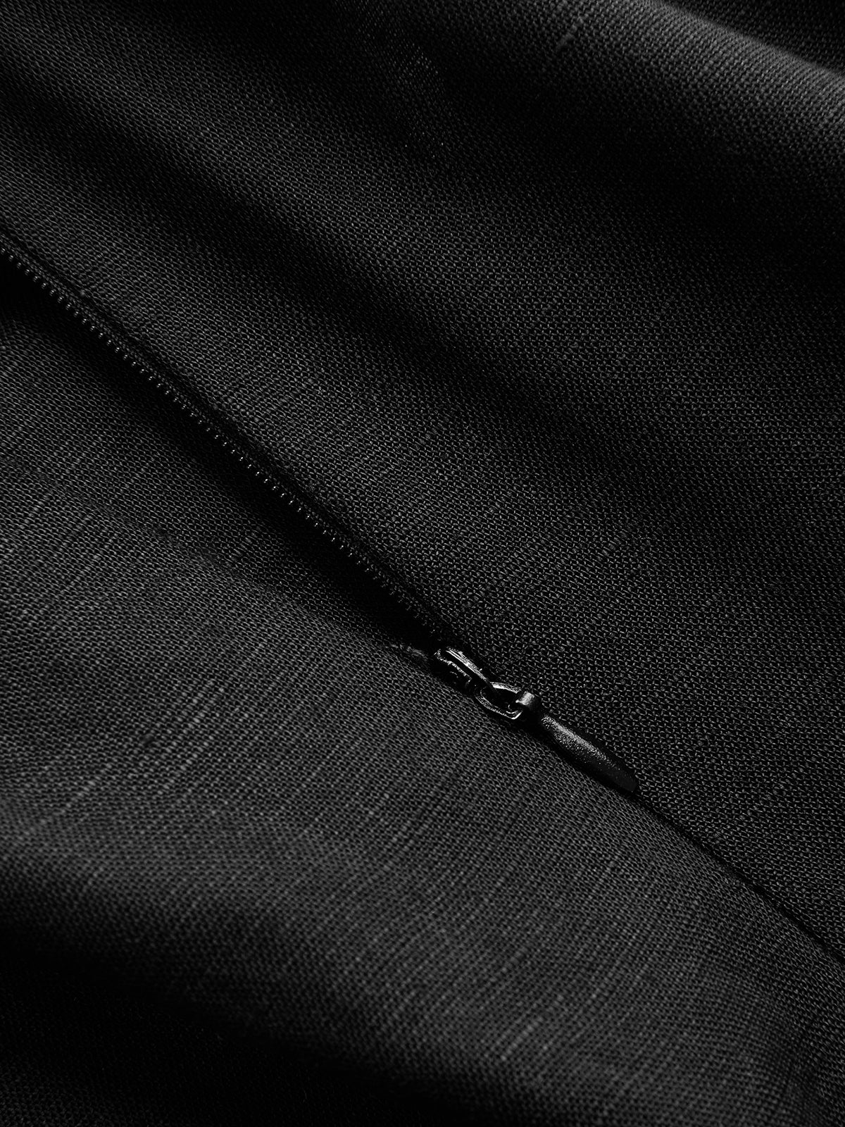 Linen-Blend Strapless Tie-Waist Wide Leg Jumpsuit - Image 4