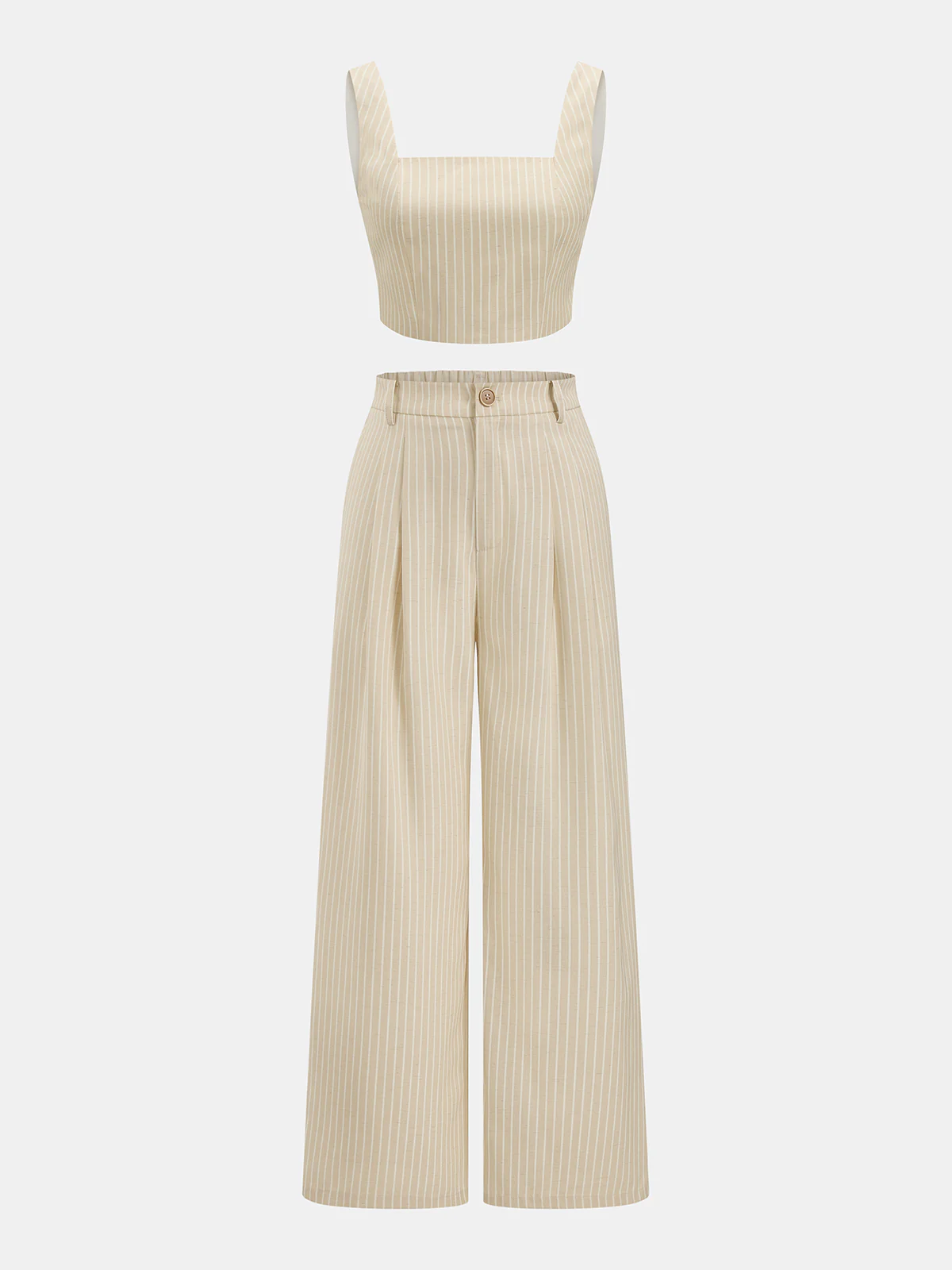 Linen-Blend Striped Crop Top & Pants Set - Image 2