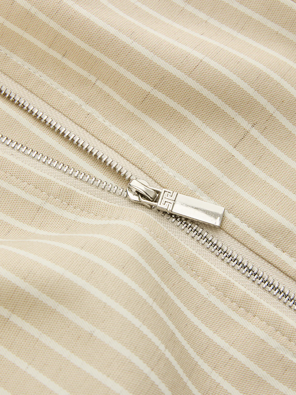 Linen-Blend Striped Crop Top & Pants Set - Image 9