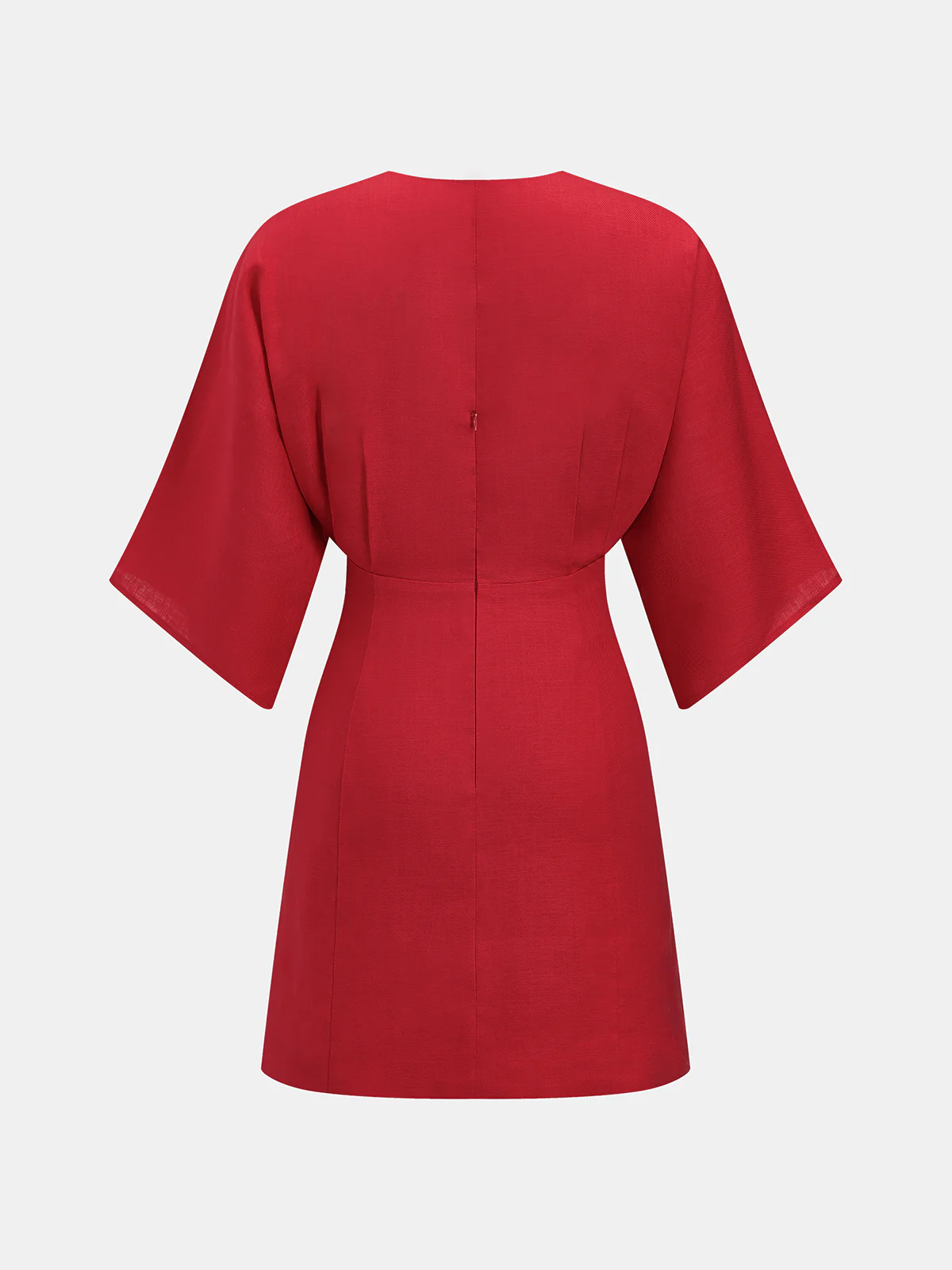 Linen Blend V Neck Embellished Mini Dress - Image 2