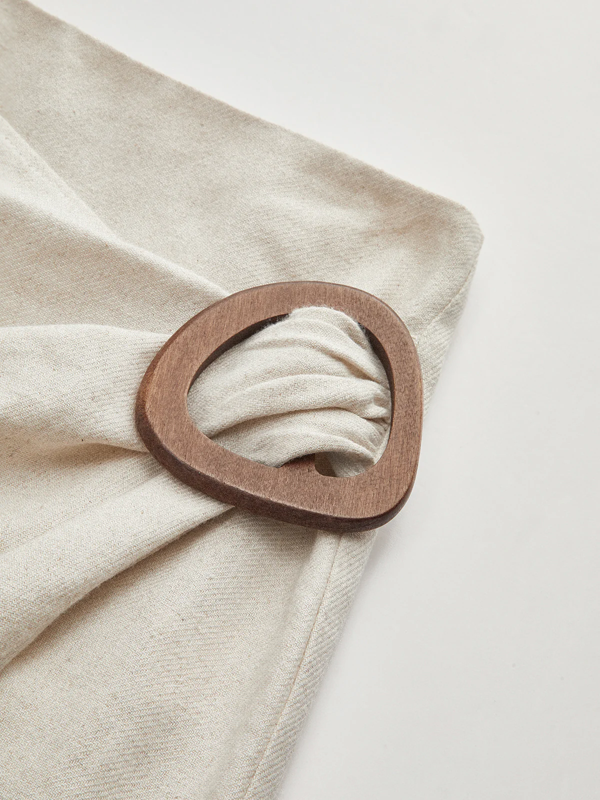 Linen Blend Wrap Midi Skirt with Wooden Buckle - Image 2