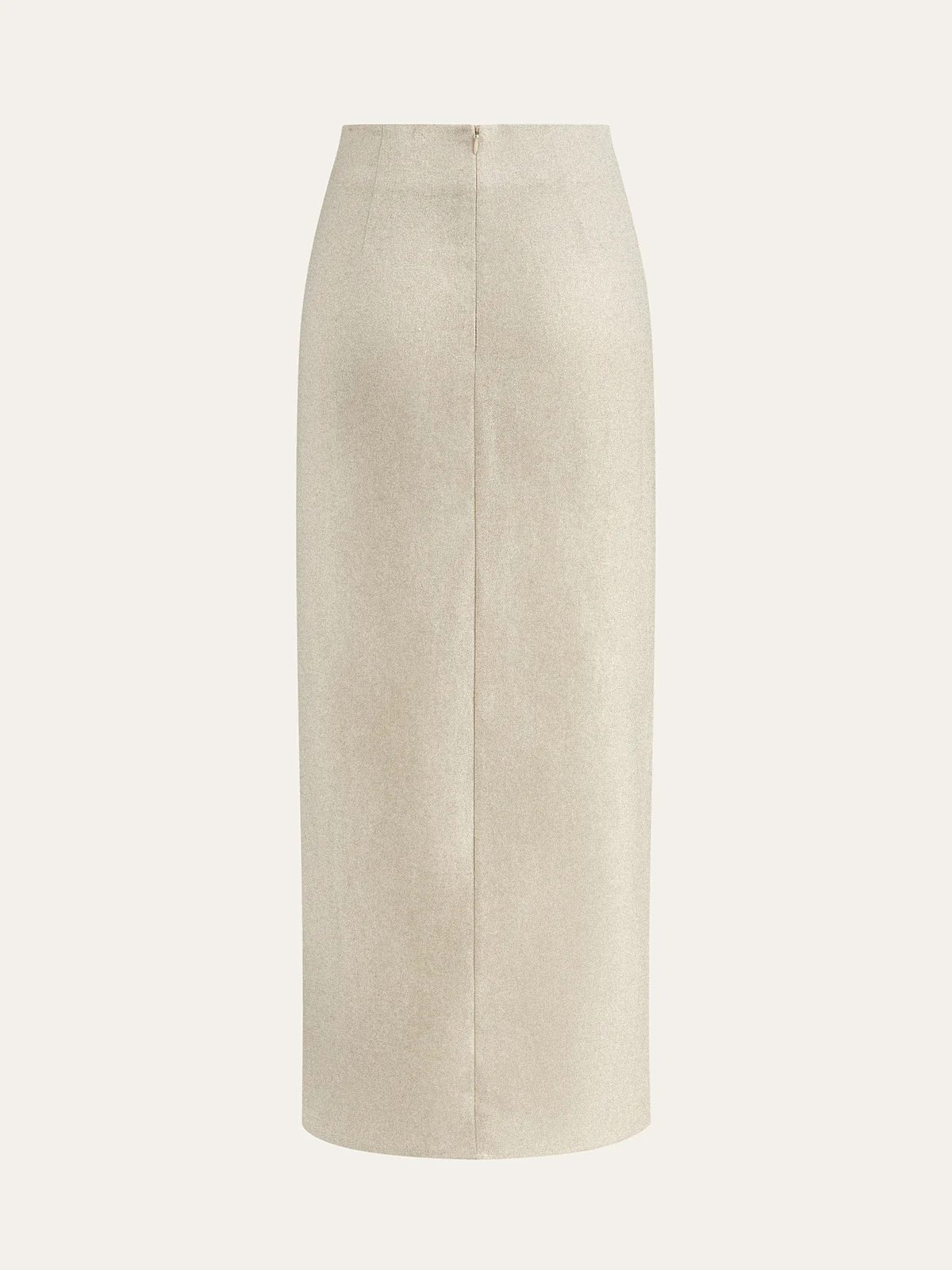 Linen Blend Wrap Midi Skirt with Wooden Buckle - Image 3