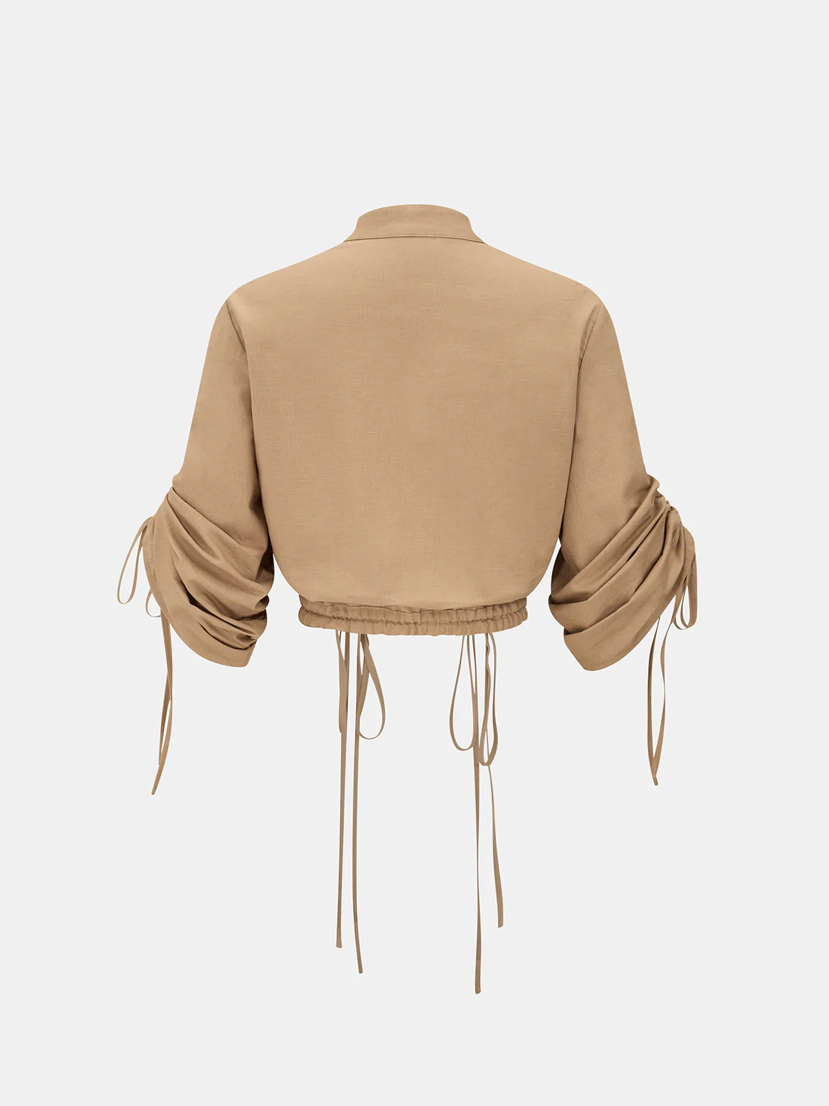 Linen-Cotton Drawstring Cropped Shirt - Image 2