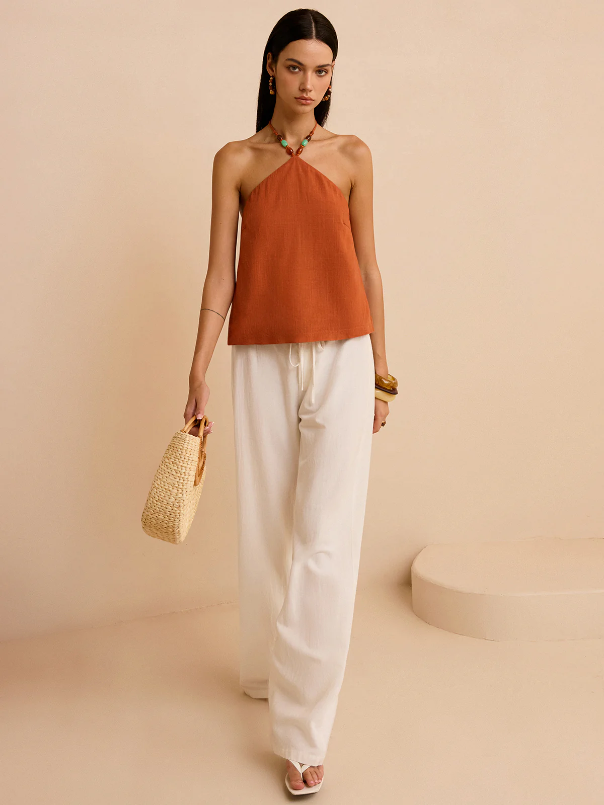 Linen & Cotton Halter Top - Image 3