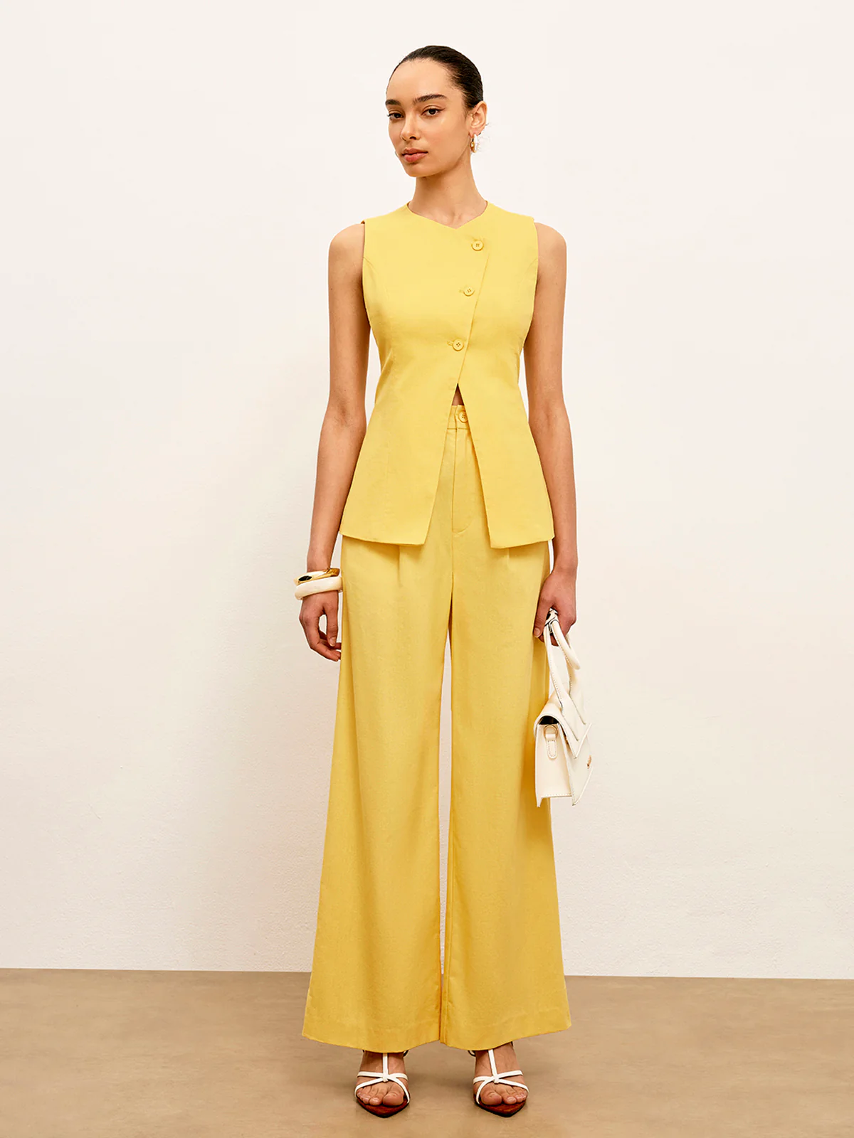 Linen & Cotton Mid-Waist Dress Pants - Image 2