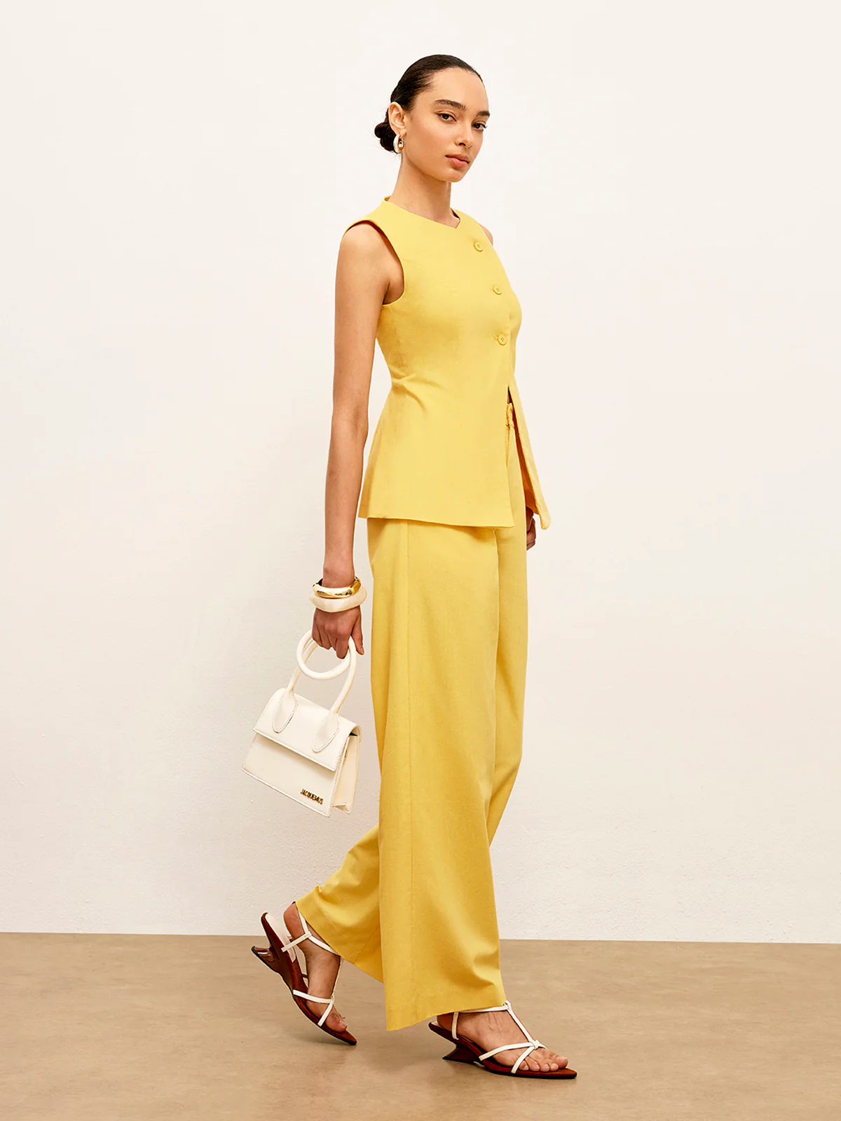 Linen & Cotton Mid-Waist Dress Pants - Image 3
