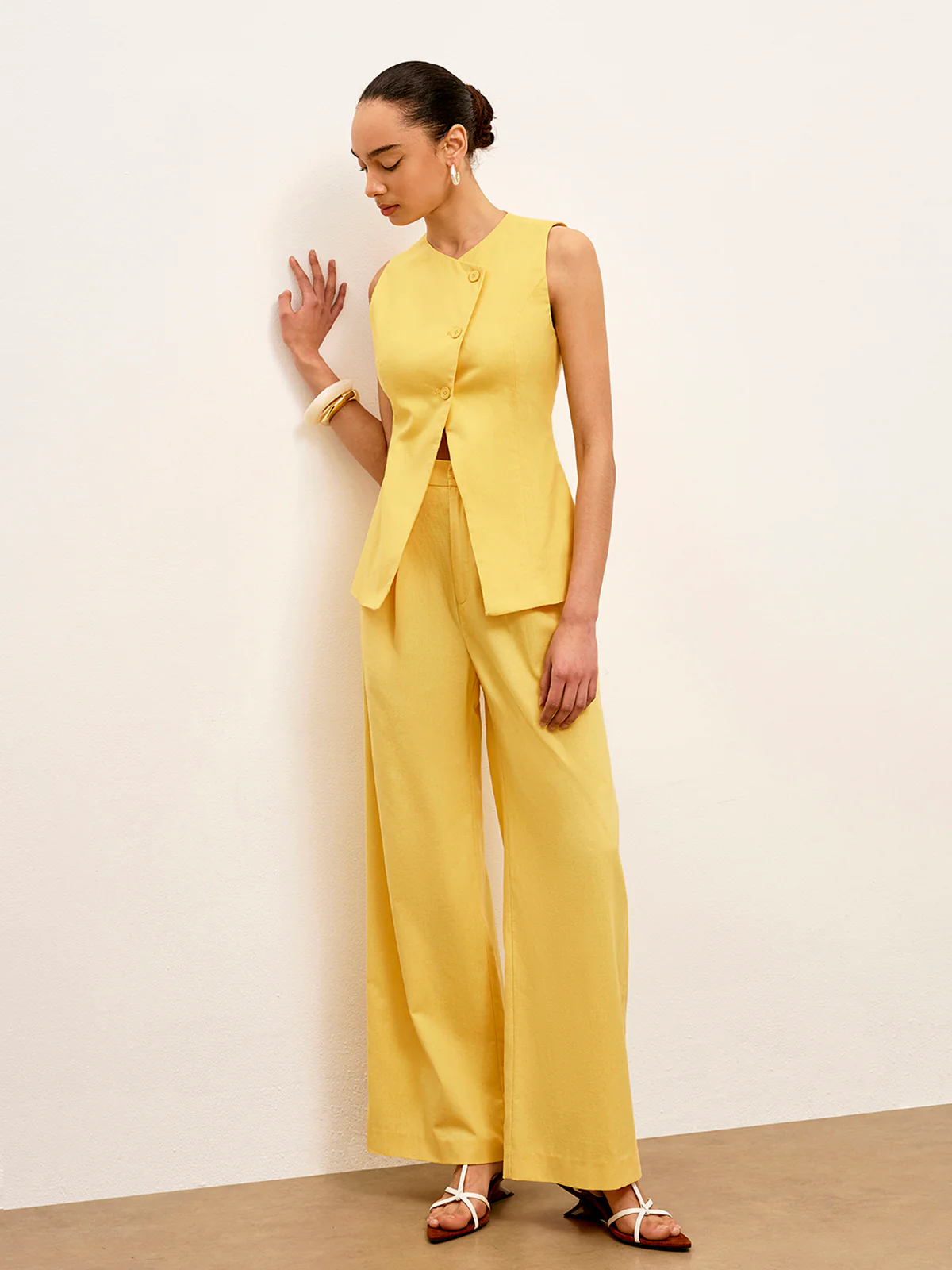 Linen & Cotton Mid-Waist Dress Pants - Image 4