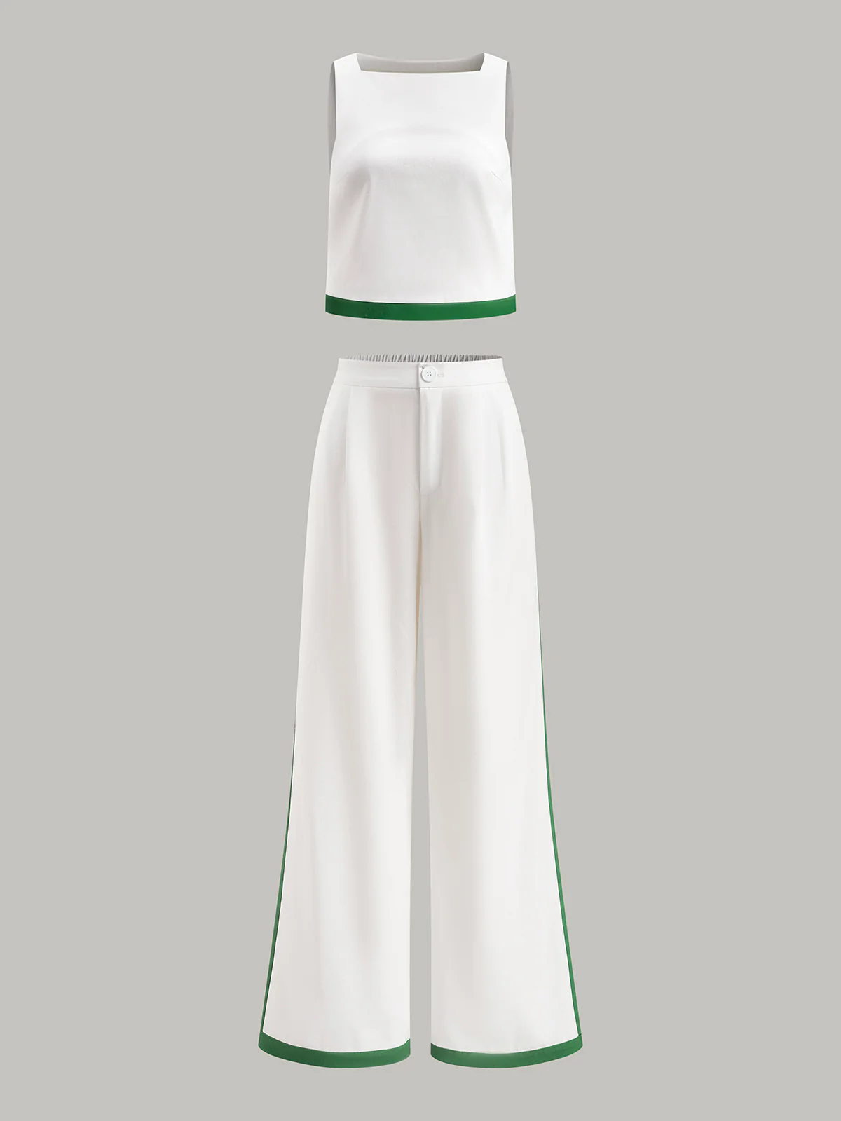 Linen & Cotton Zipper Contrast Binding Pant Set - Image 15