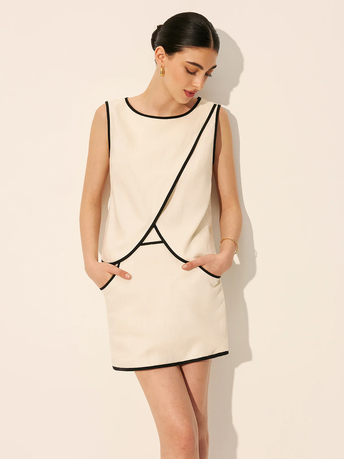 Linen & Cotton Zipper Criss Cross Skirt Set - Image 3
