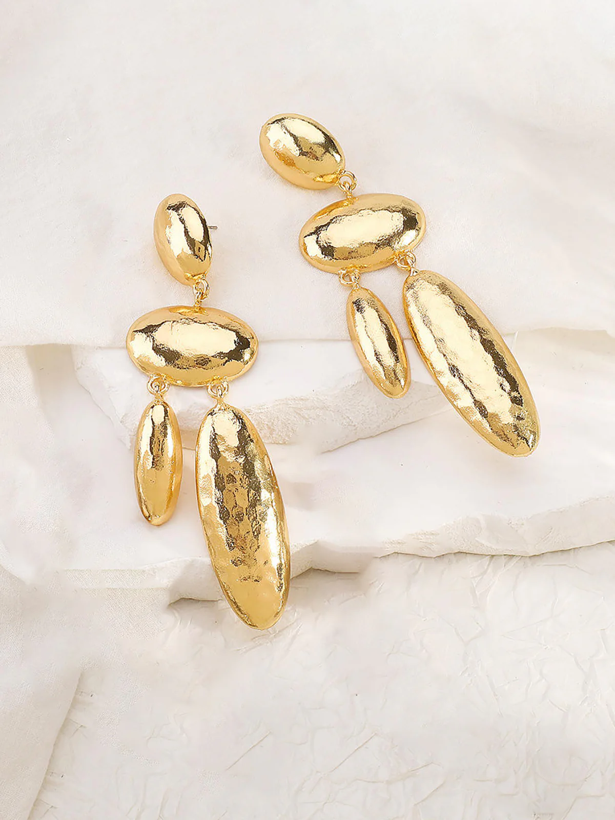 Long Alloy Geometric Drop Earrings - Image 2