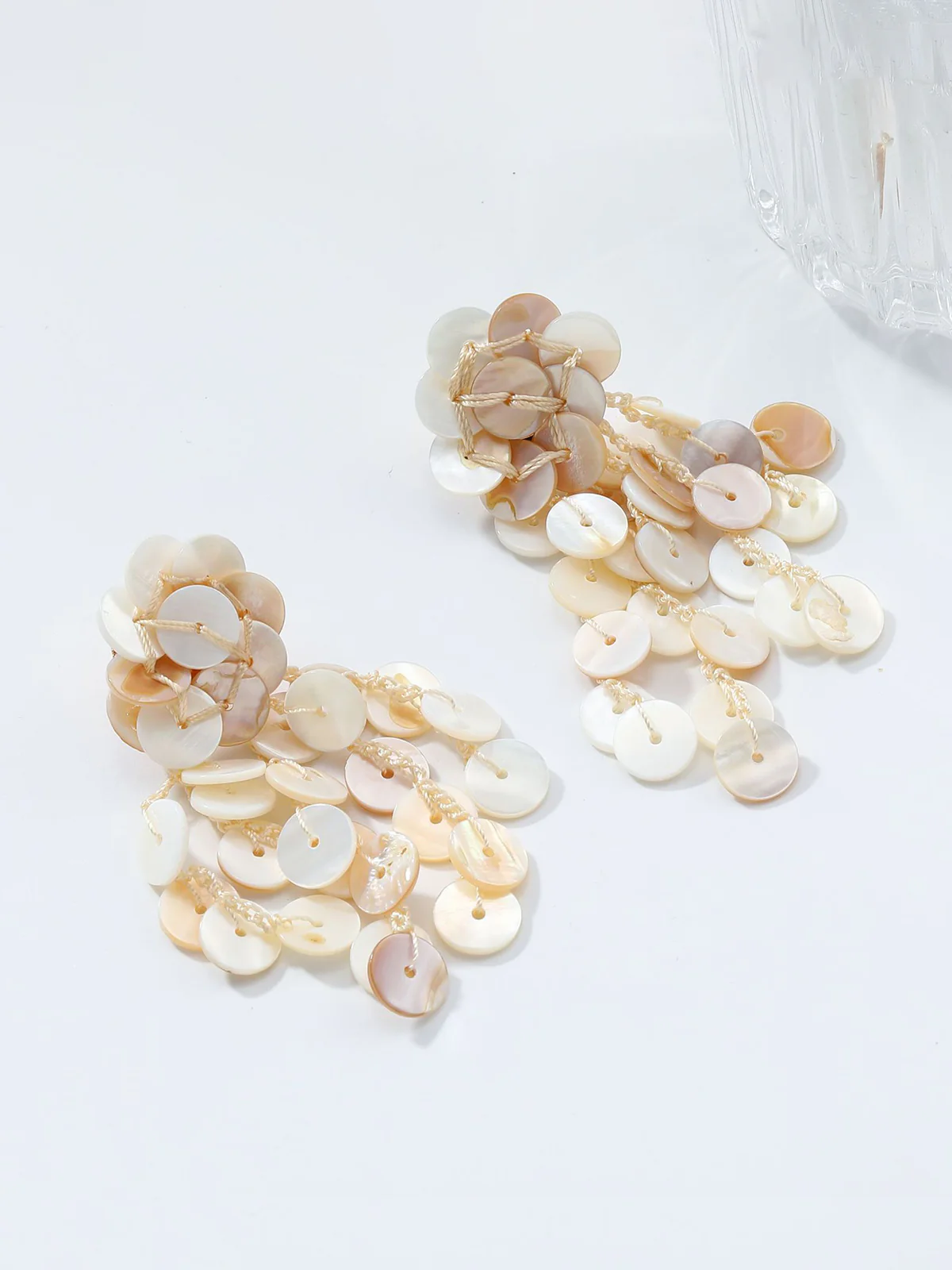 Long Handmade Round Shell Tassel Earrings - Image 2