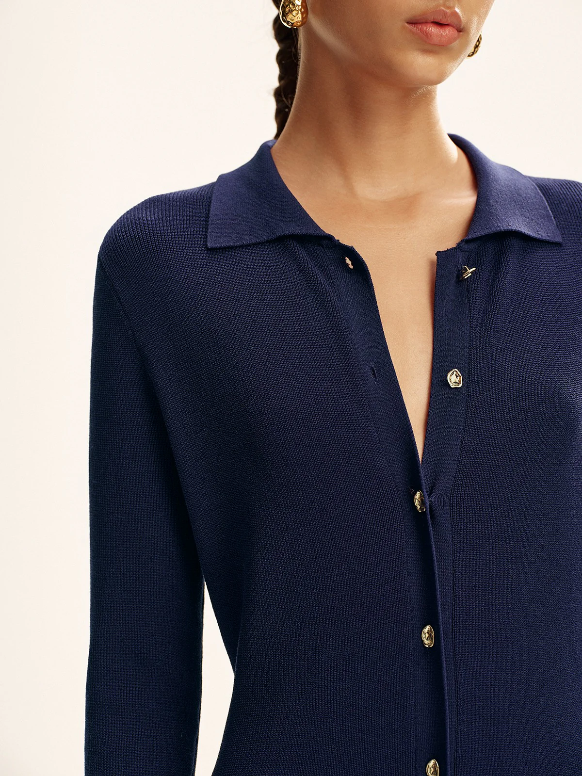 Long Sleeve Button Knit Maxi Dress without Belt - Image 4