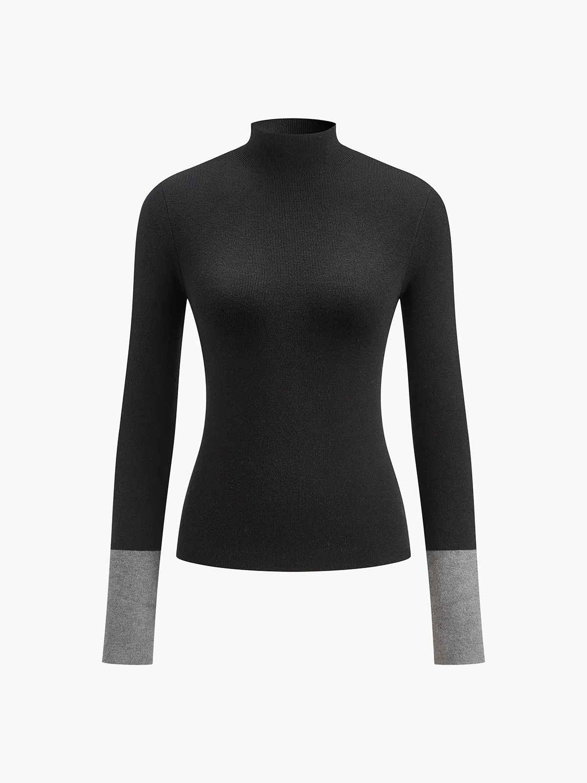 Long Sleeve Contrast Cuff Knit Top - Image 6