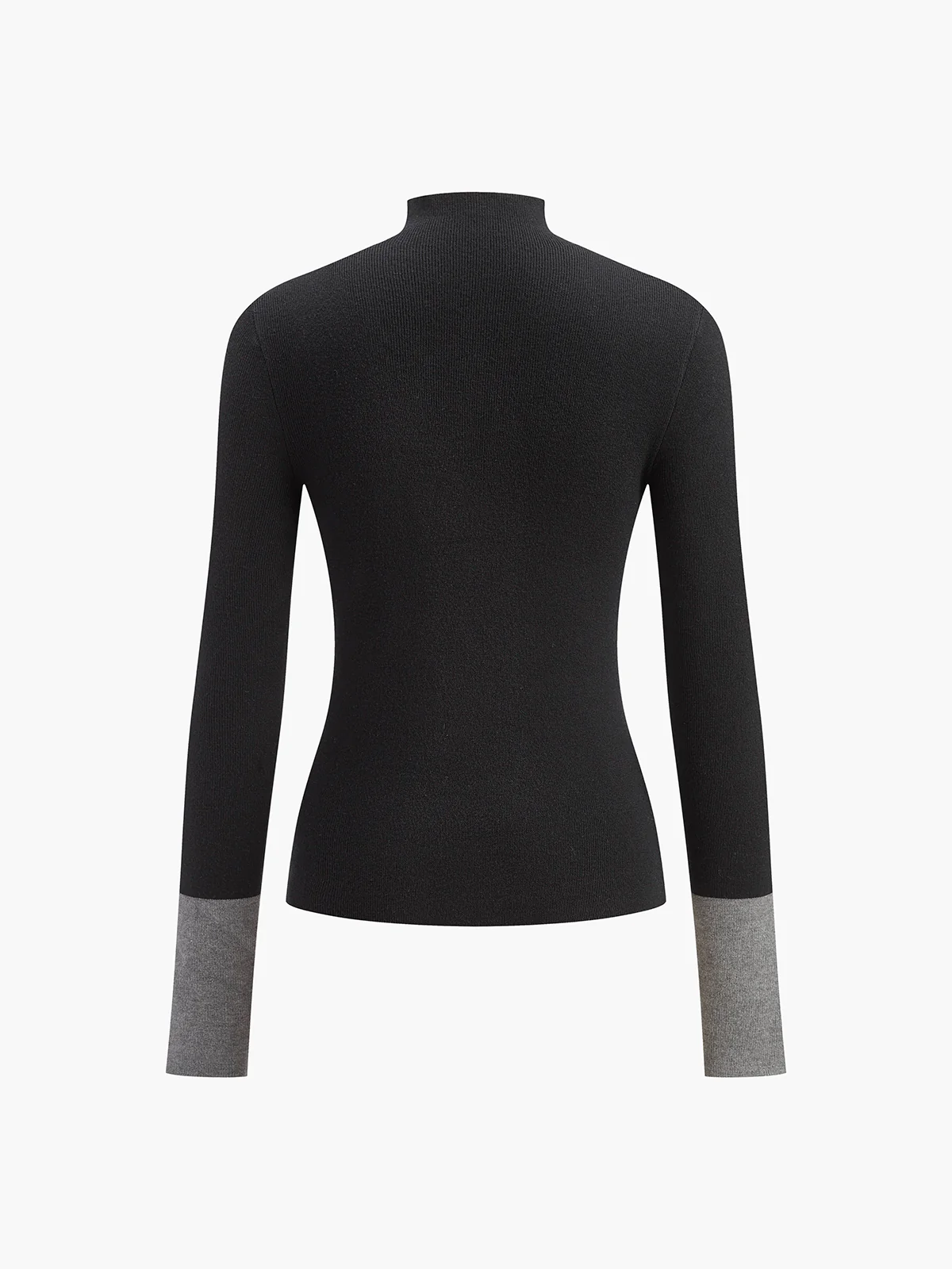 Long Sleeve Contrast Cuff Knit Top - Image 7