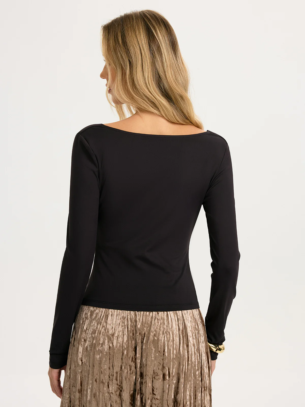Long-Sleeve Cowl-Neck Fitted Top - Image 5