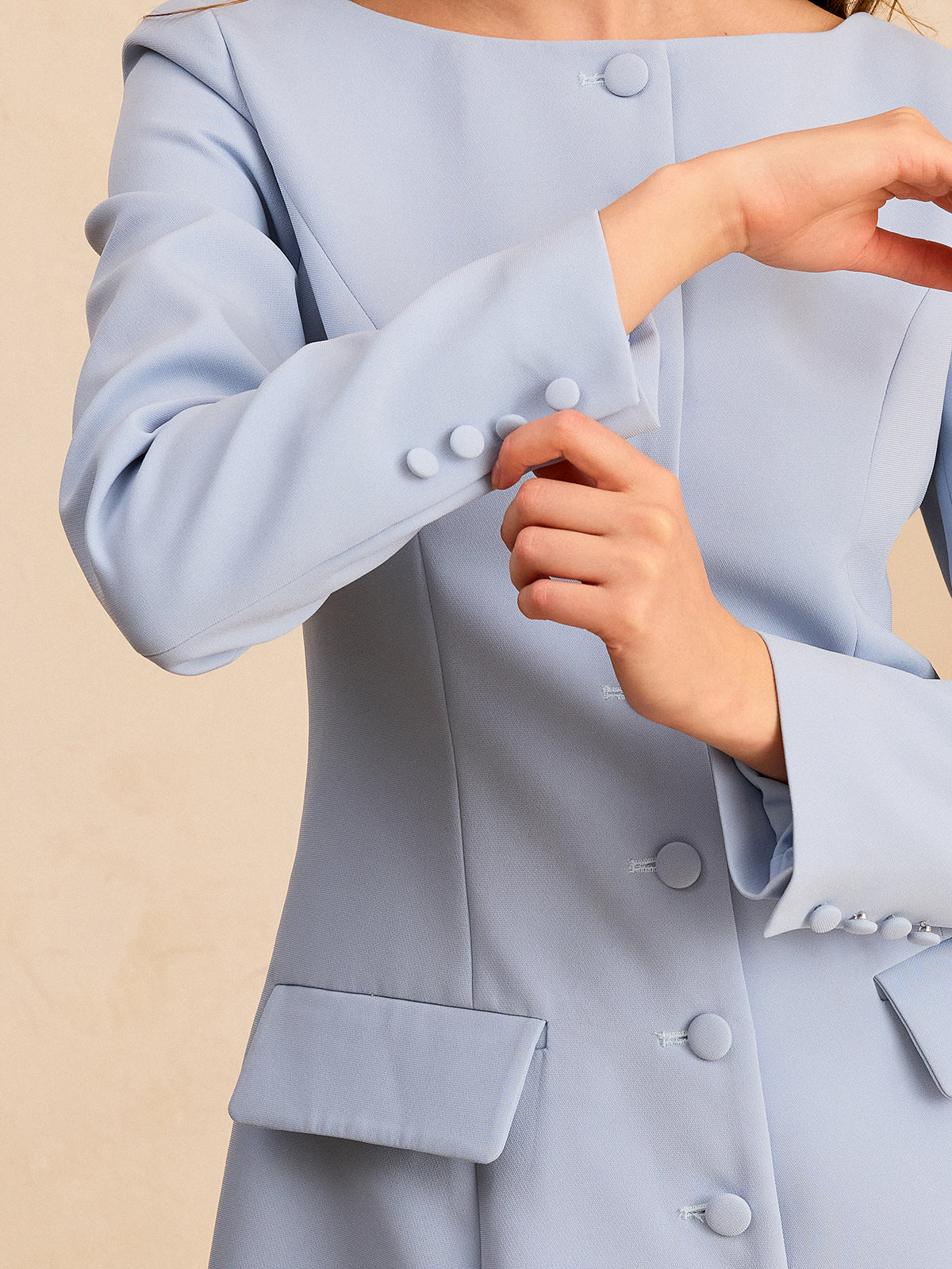 Long Sleeve Fitted A-Line Dress - Image 4