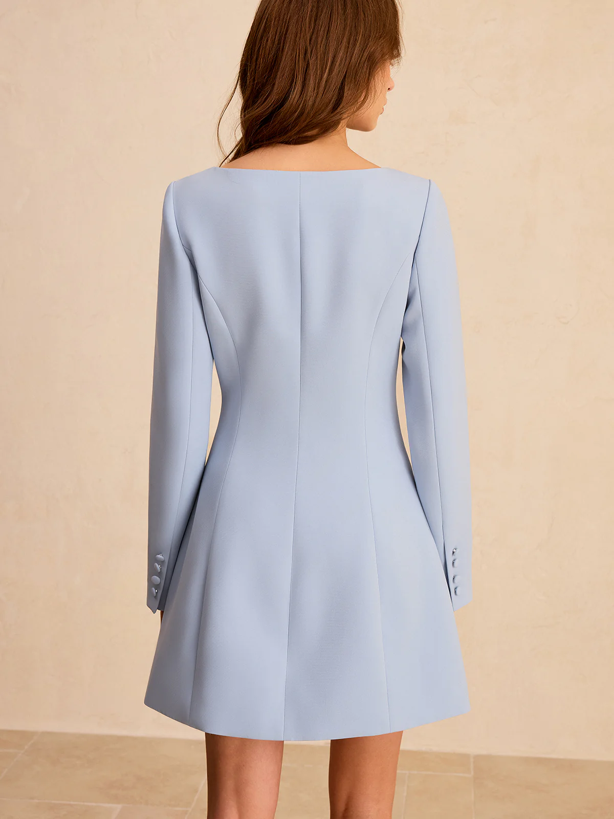Long Sleeve Fitted A-Line Dress - Image 5