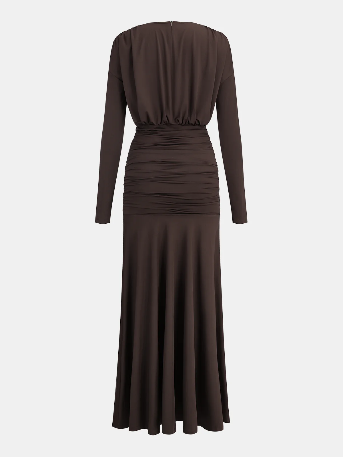 Long-Sleeve Ruched Waist Mermaid Maxi Dress - Image 2