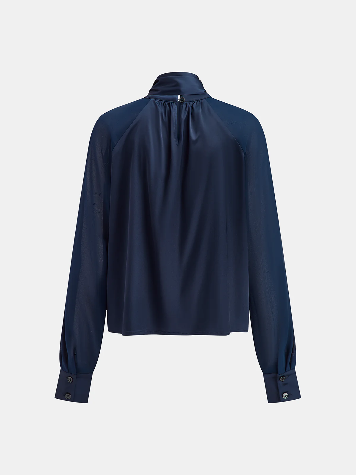 Long Sleeve Satin Tie-Neck Blouse - Image 2