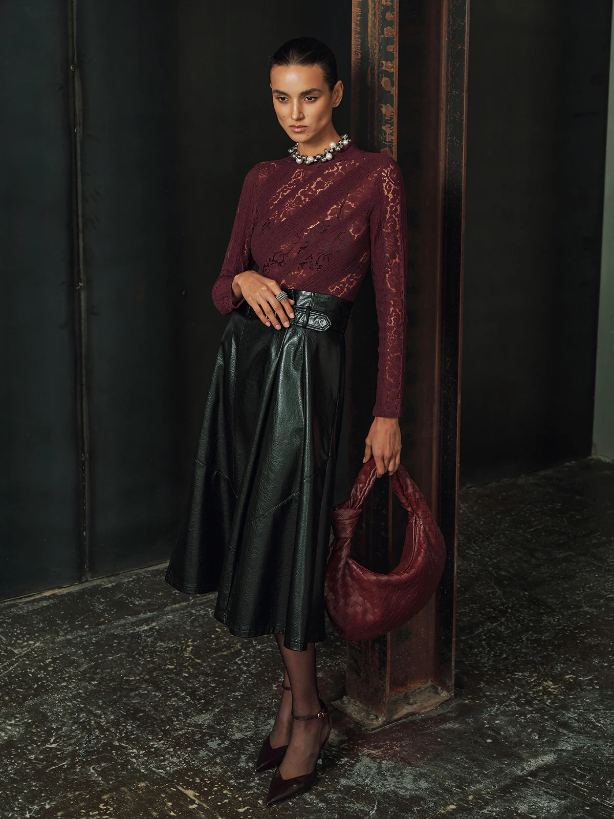 Long Sleeve Sheer Lace Fitted Blouse - Image 6