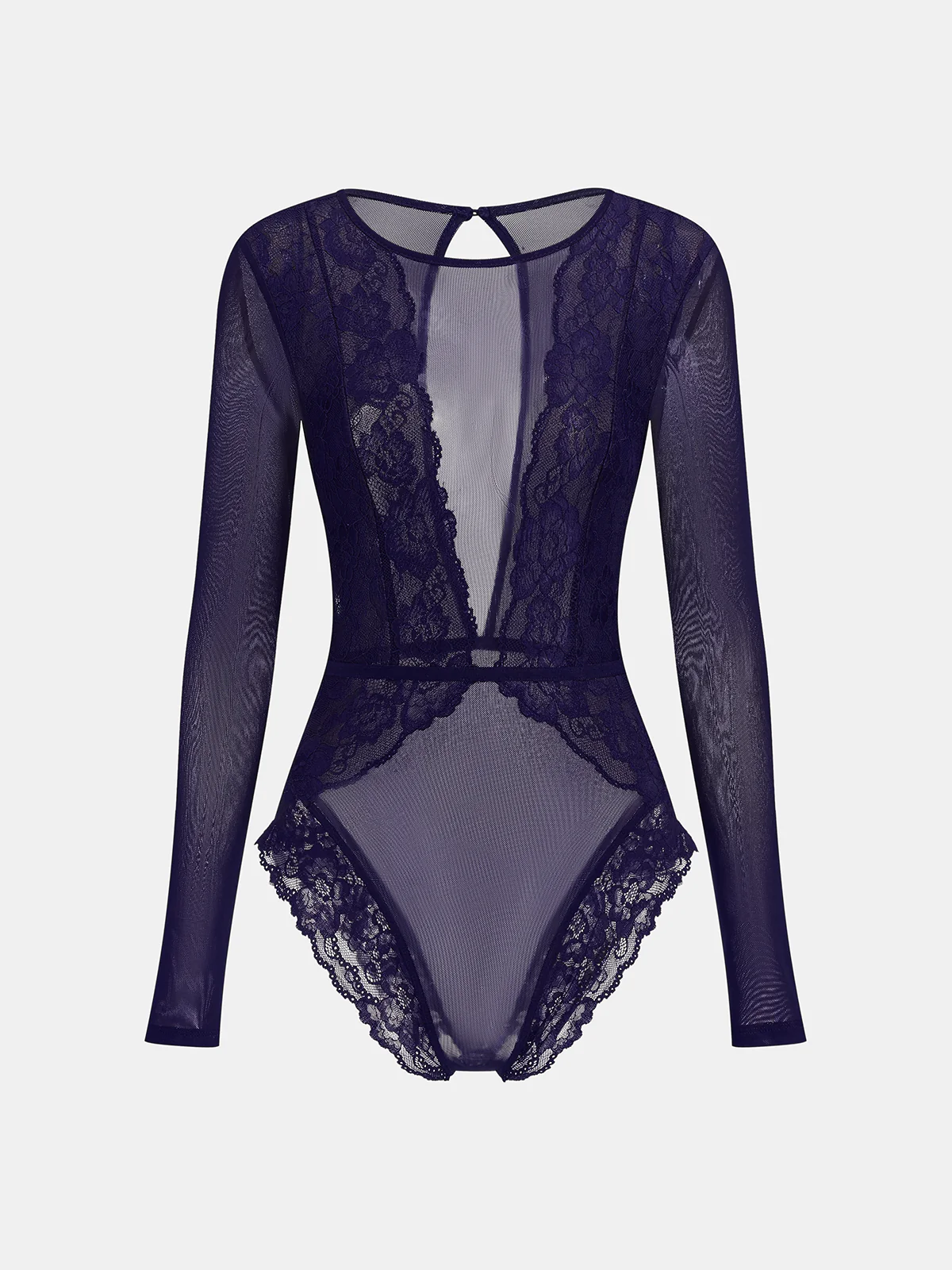 Long Sleeve Sheer Lace Mesh Bodysuit - Image 12